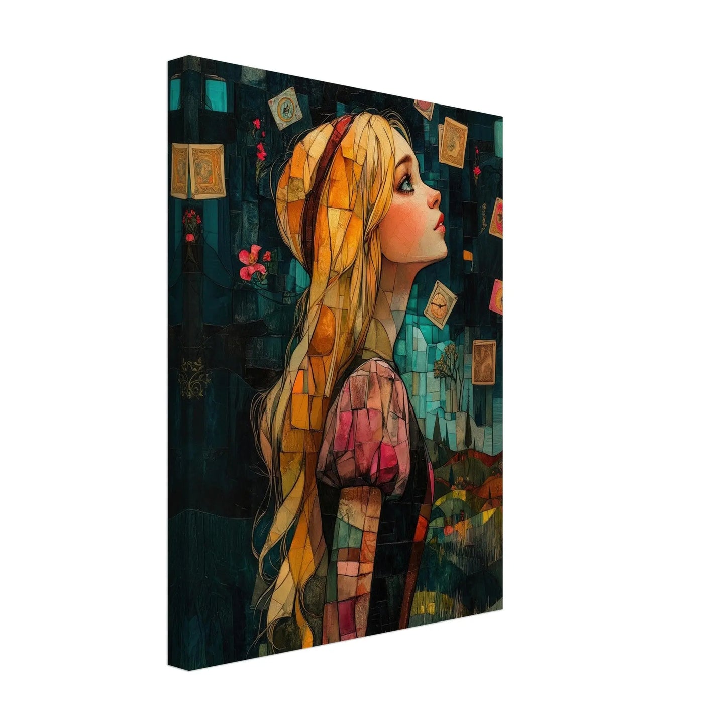 Alice in Wonderland artwork in Picasso abstract style printed on premium canvas