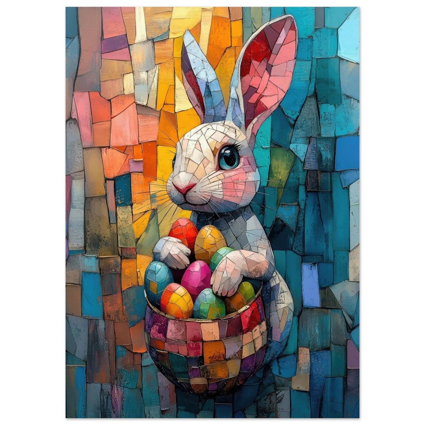 Easter artwork in Picasso abstract style printed as premium matte poster