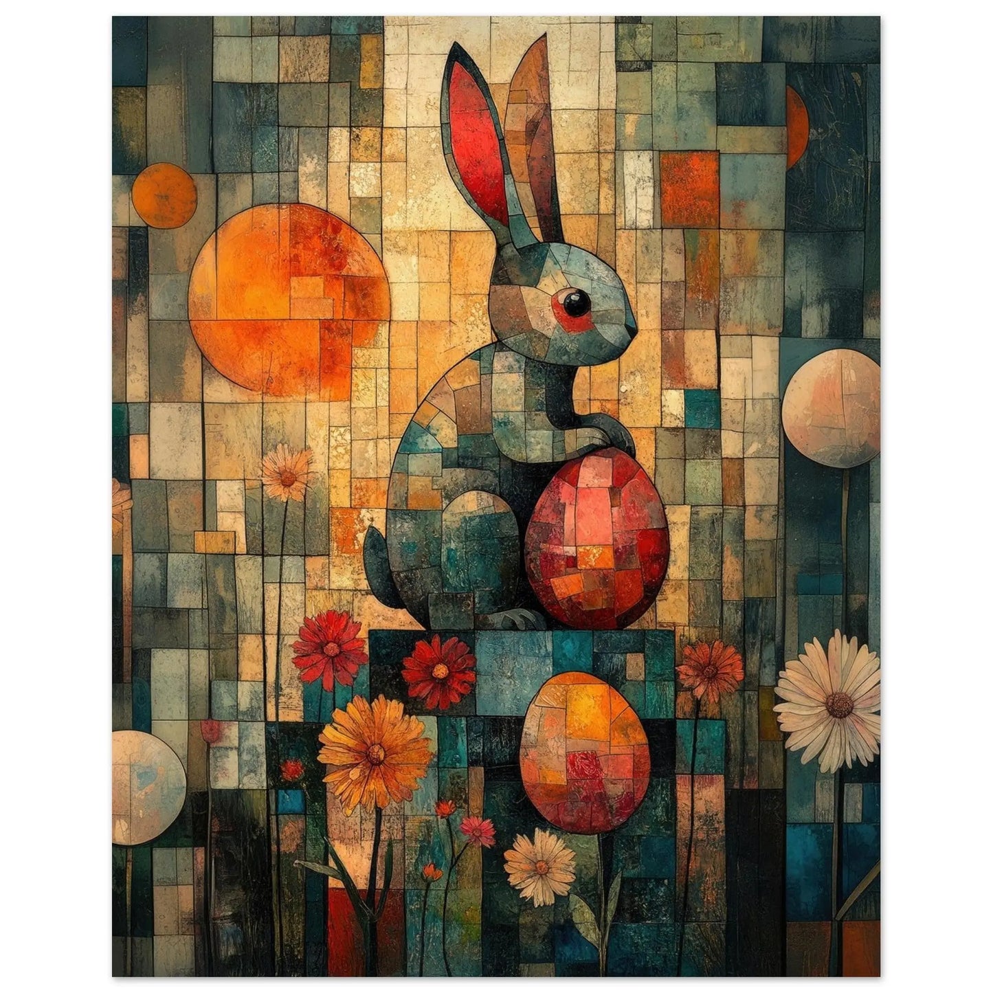 Easter artwork in Picasso abstract style printed as premium matte poster