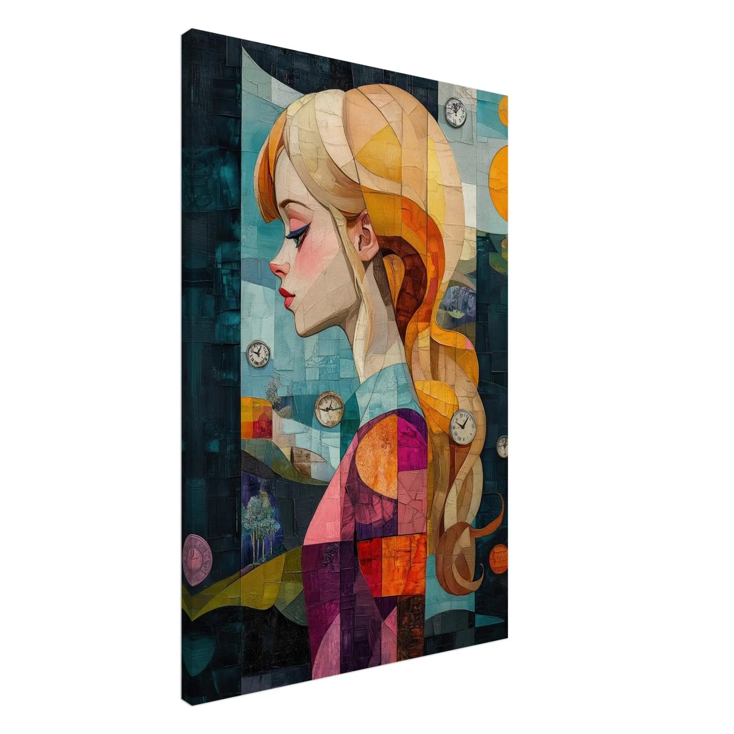 Alice in Wonderland artwork in Picasso abstract style printed on premium canvas