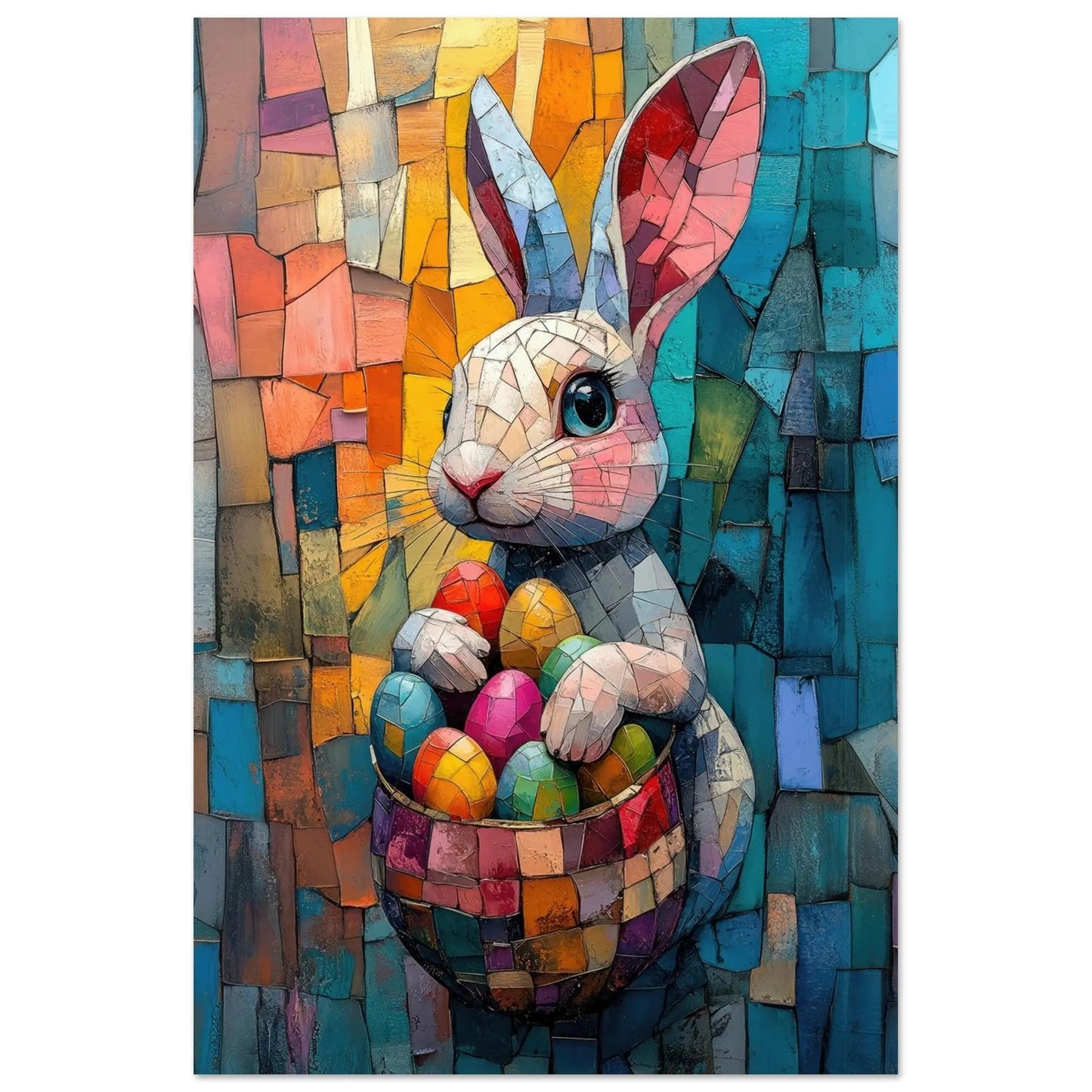 Easter artwork in Picasso abstract style printed as premium matte poster