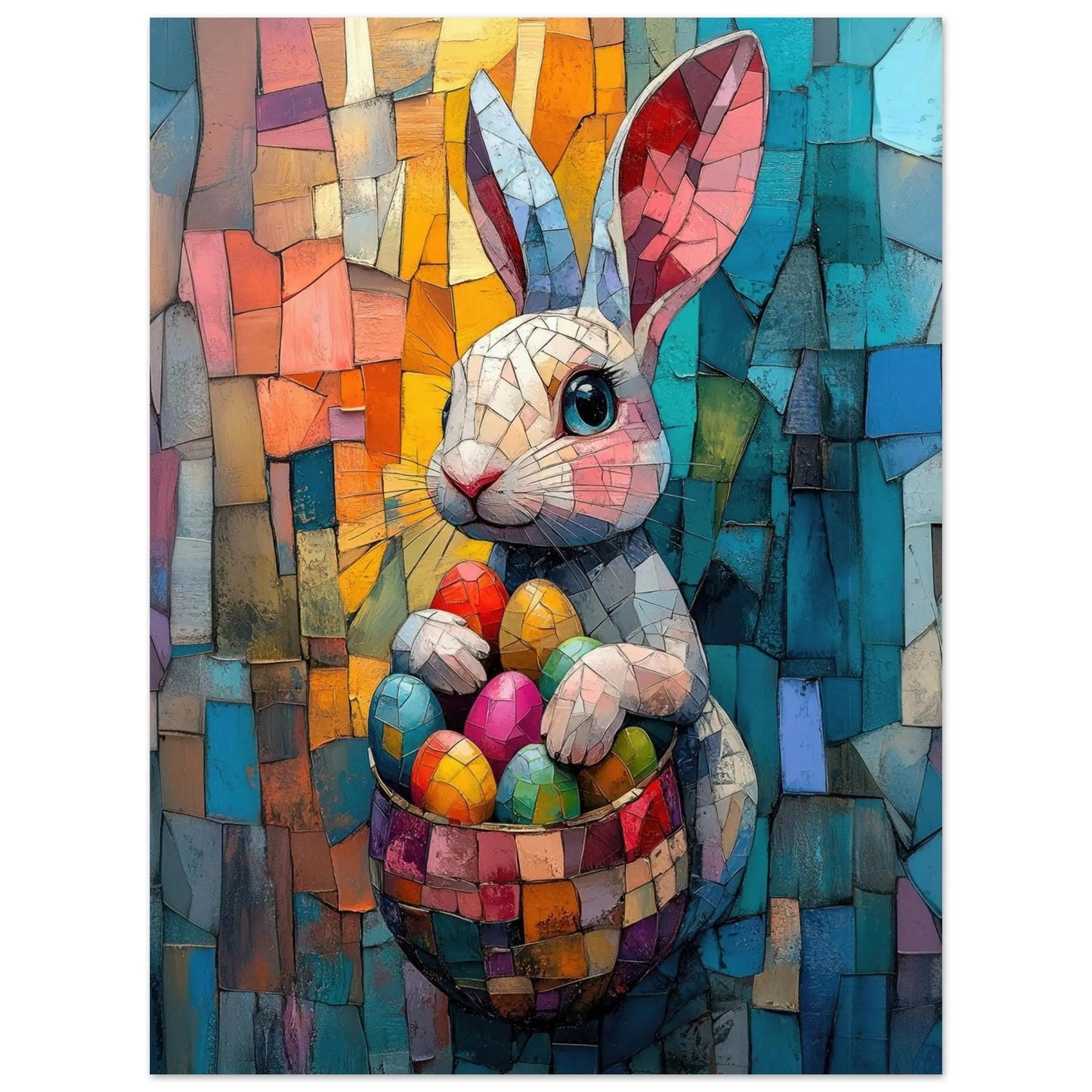 Easter artwork in Picasso abstract style printed as premium matte poster