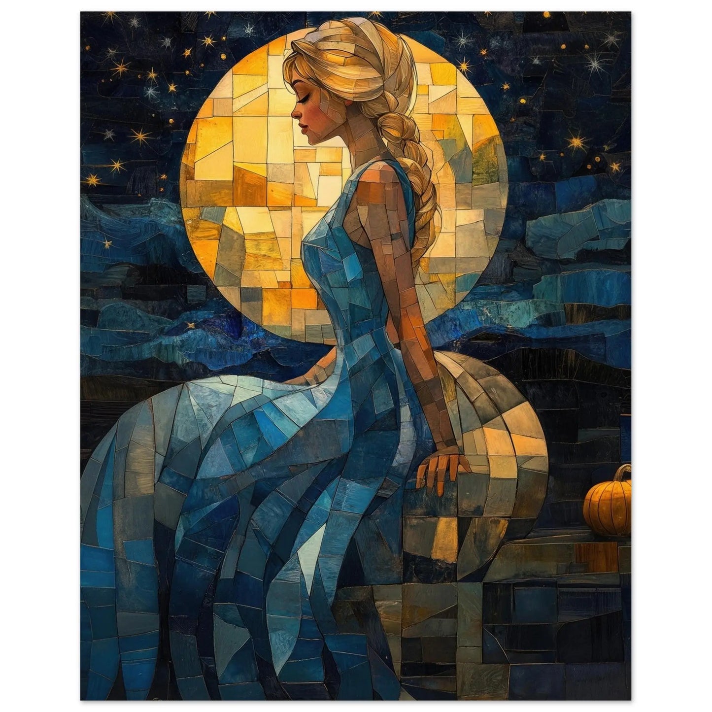 Cinderella poster in Van Gogh abstract style printed on matte paper