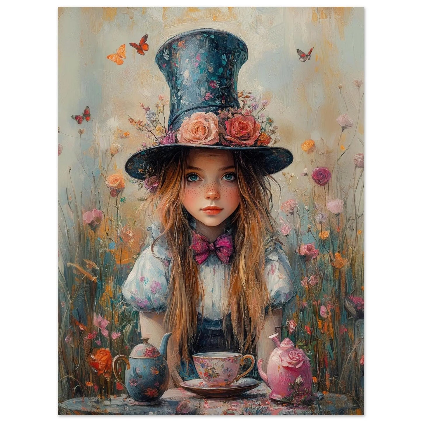 Alice in Wonderland artwork in Picasso Rose Period style printed on matte paper