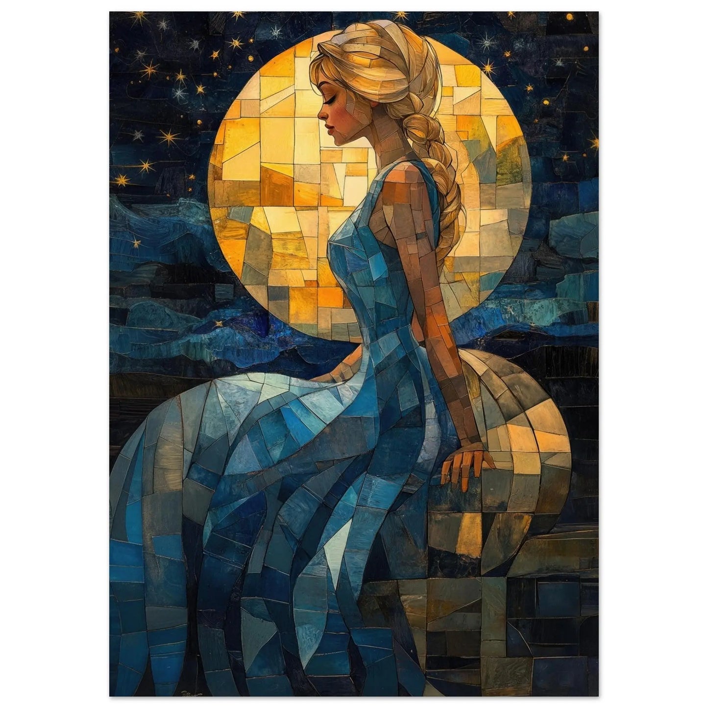 Cinderella poster in Van Gogh abstract style printed on matte paper