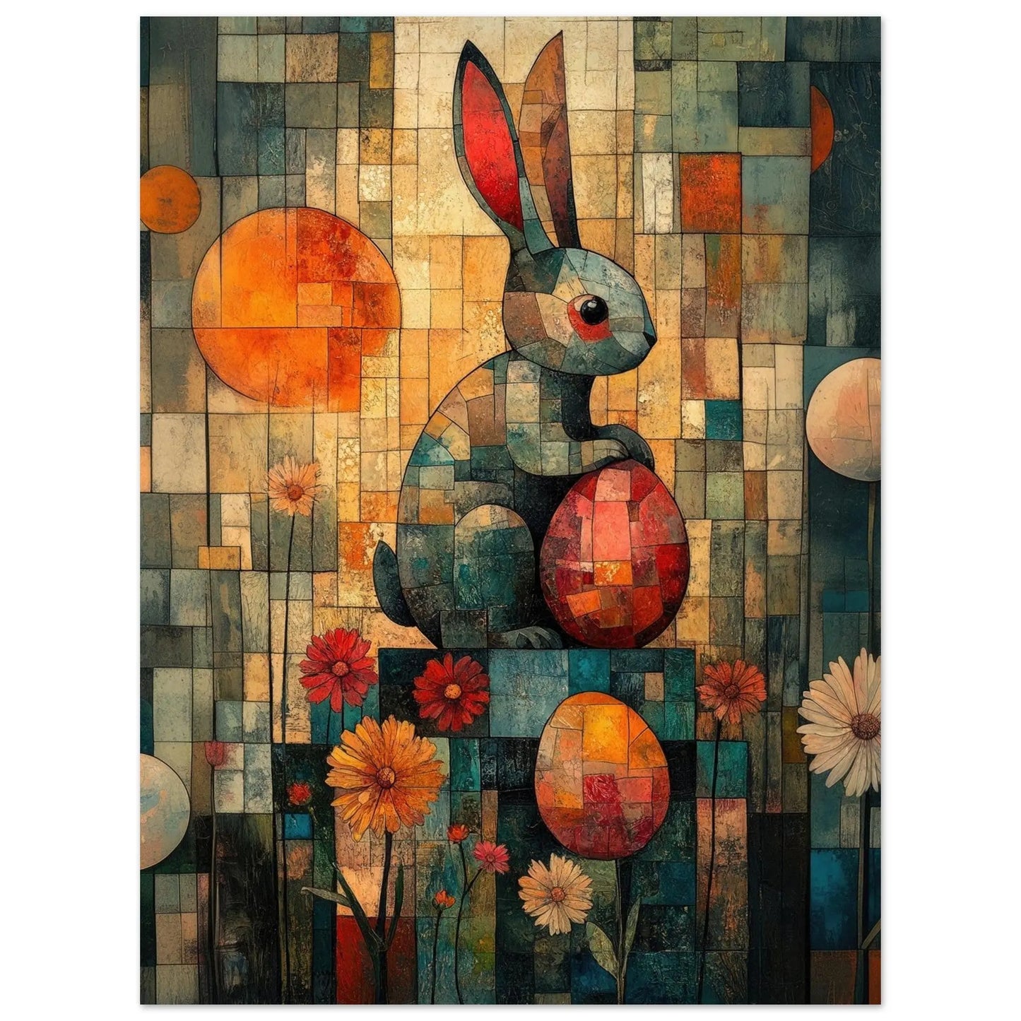 Easter artwork in Picasso abstract style printed as premium matte poster
