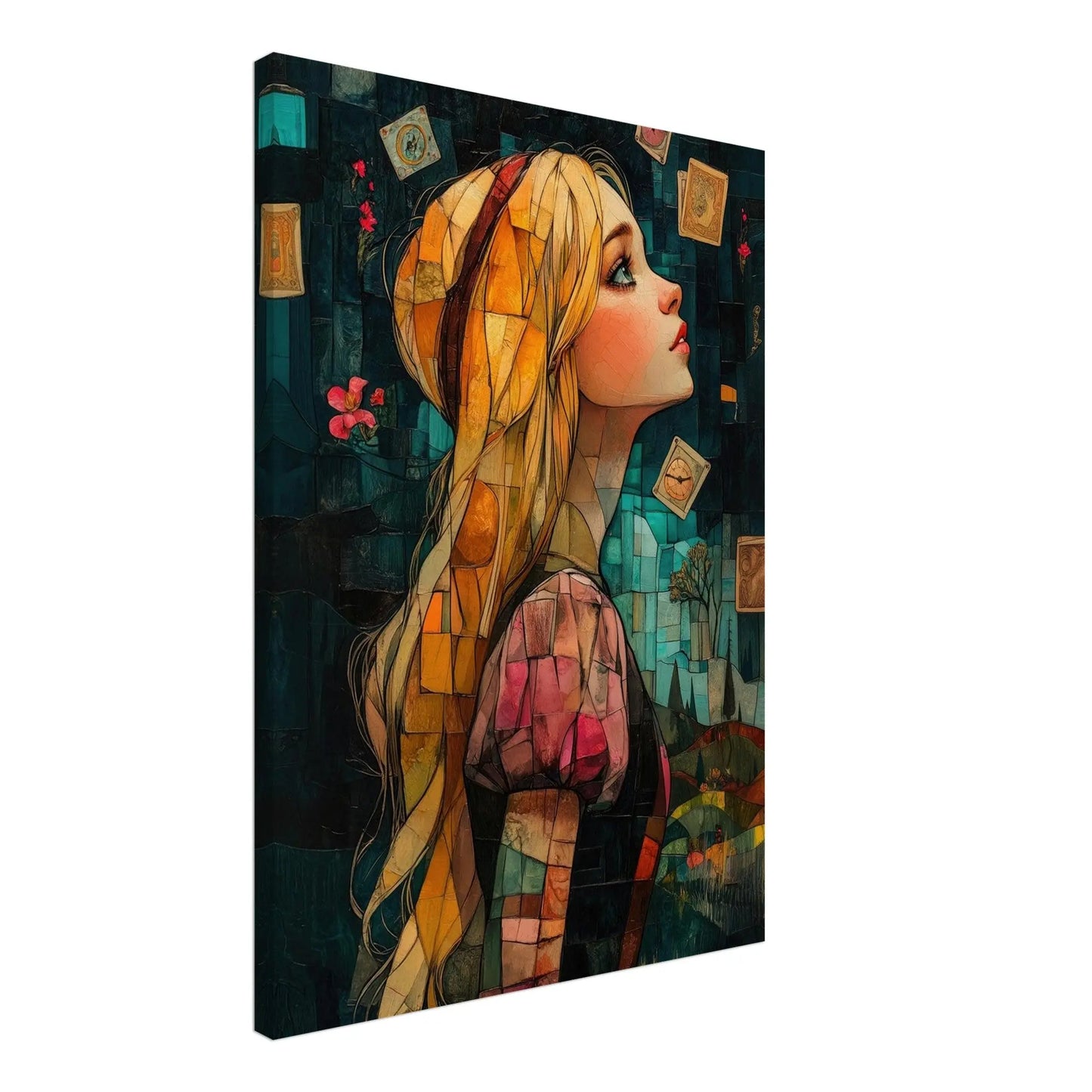 Alice in Wonderland artwork in Picasso abstract style printed on premium canvas