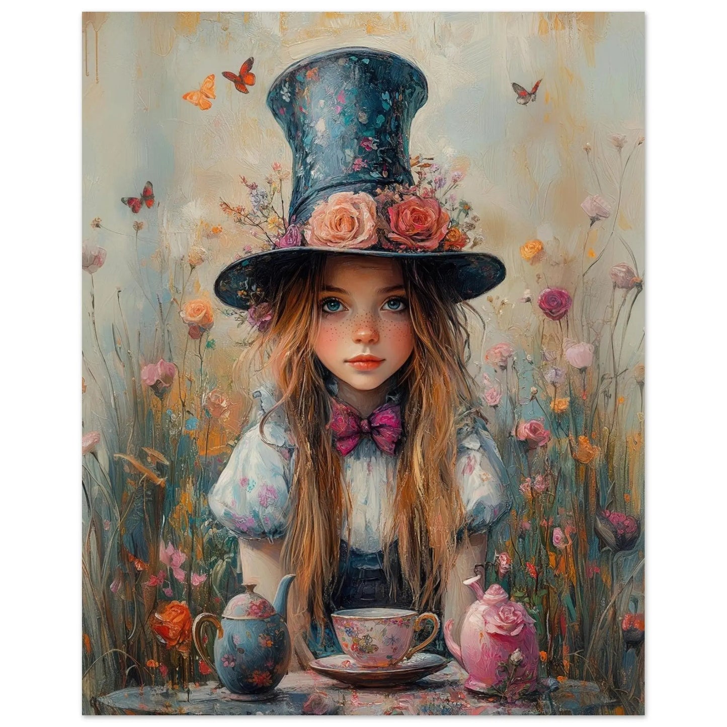 Alice in Wonderland artwork in Picasso Rose Period style printed on matte paper