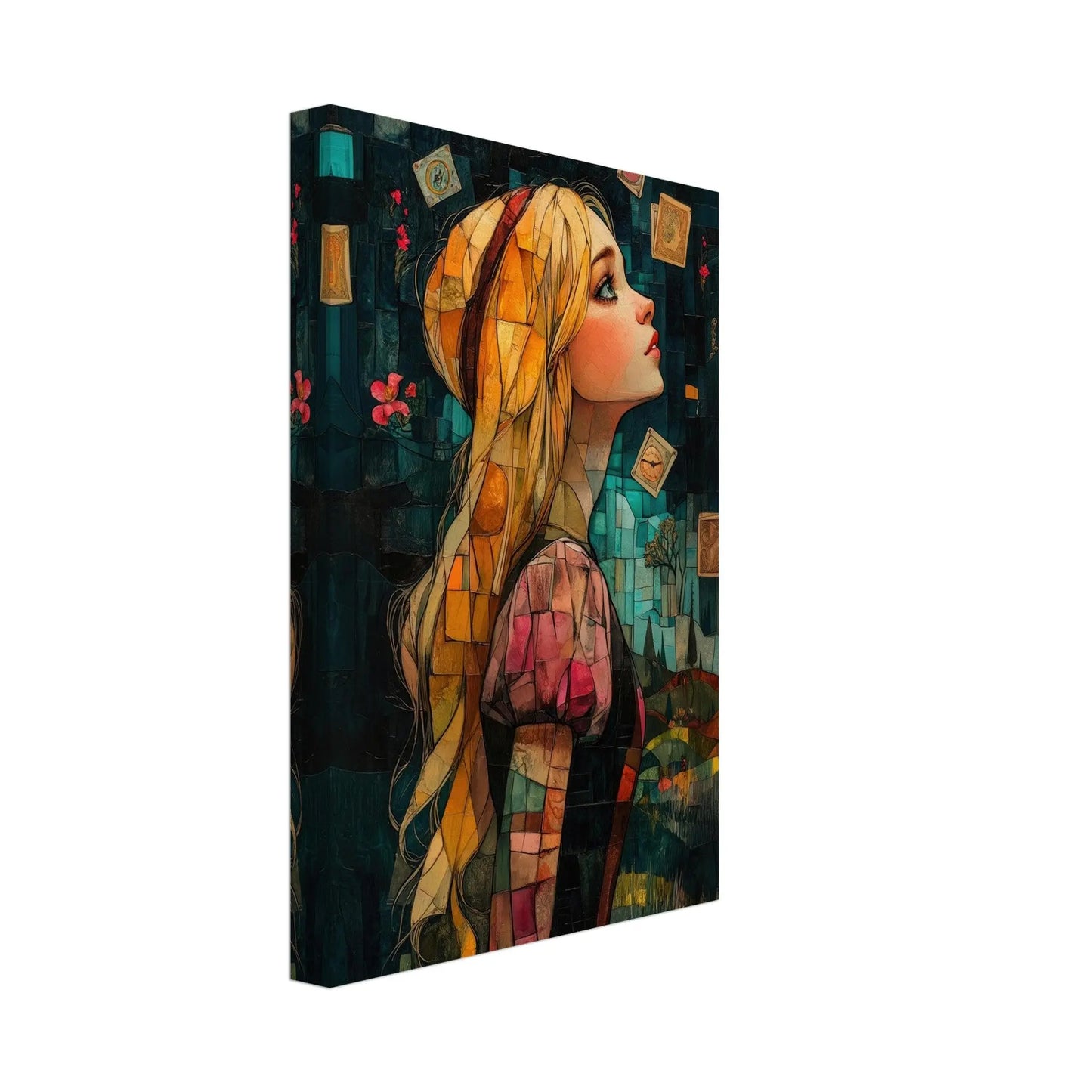Alice in Wonderland artwork in Picasso abstract style printed on premium canvas