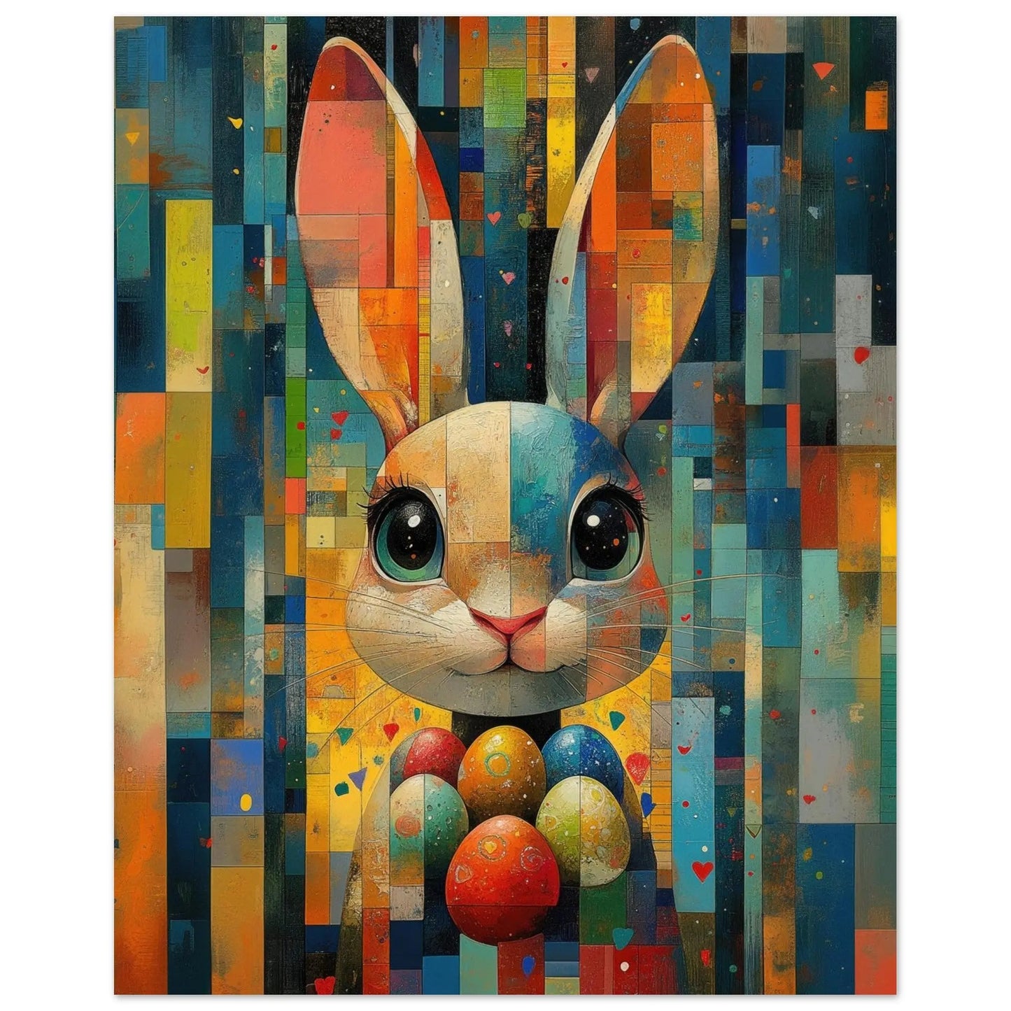 Easter artwork in Picasso abstract style printed as premium matte poster