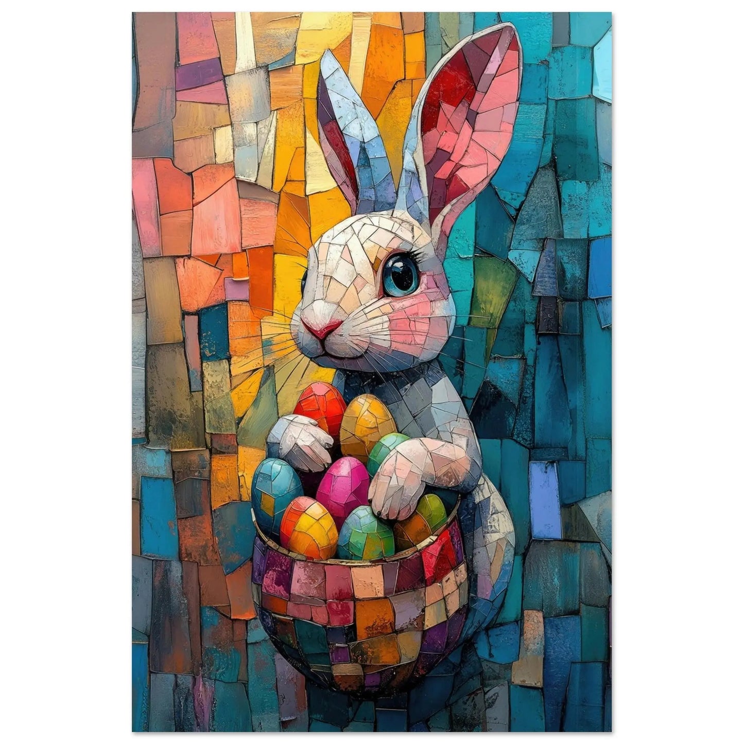 Easter artwork in Picasso abstract style printed as premium matte poster