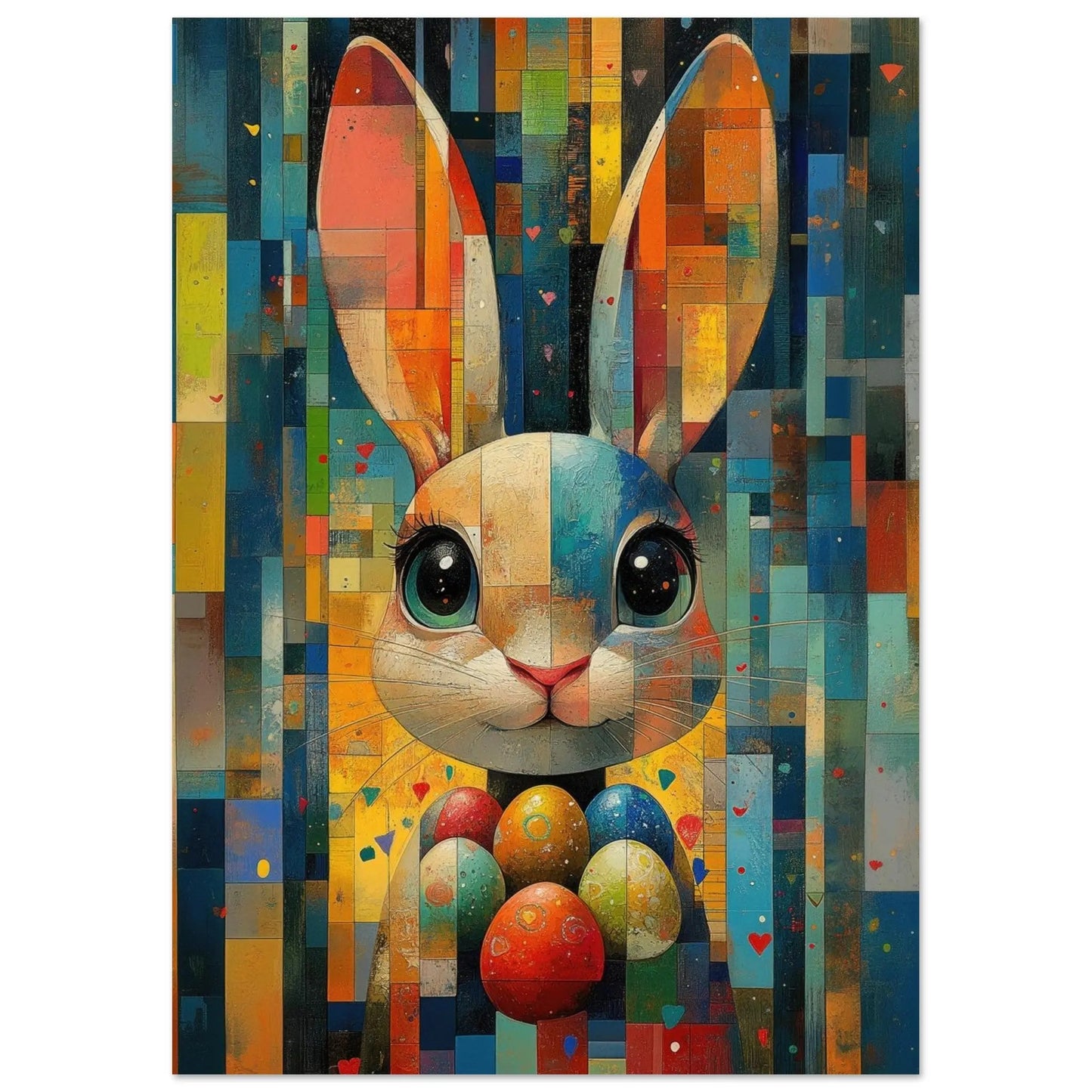 Easter artwork in Picasso abstract style printed as premium matte poster