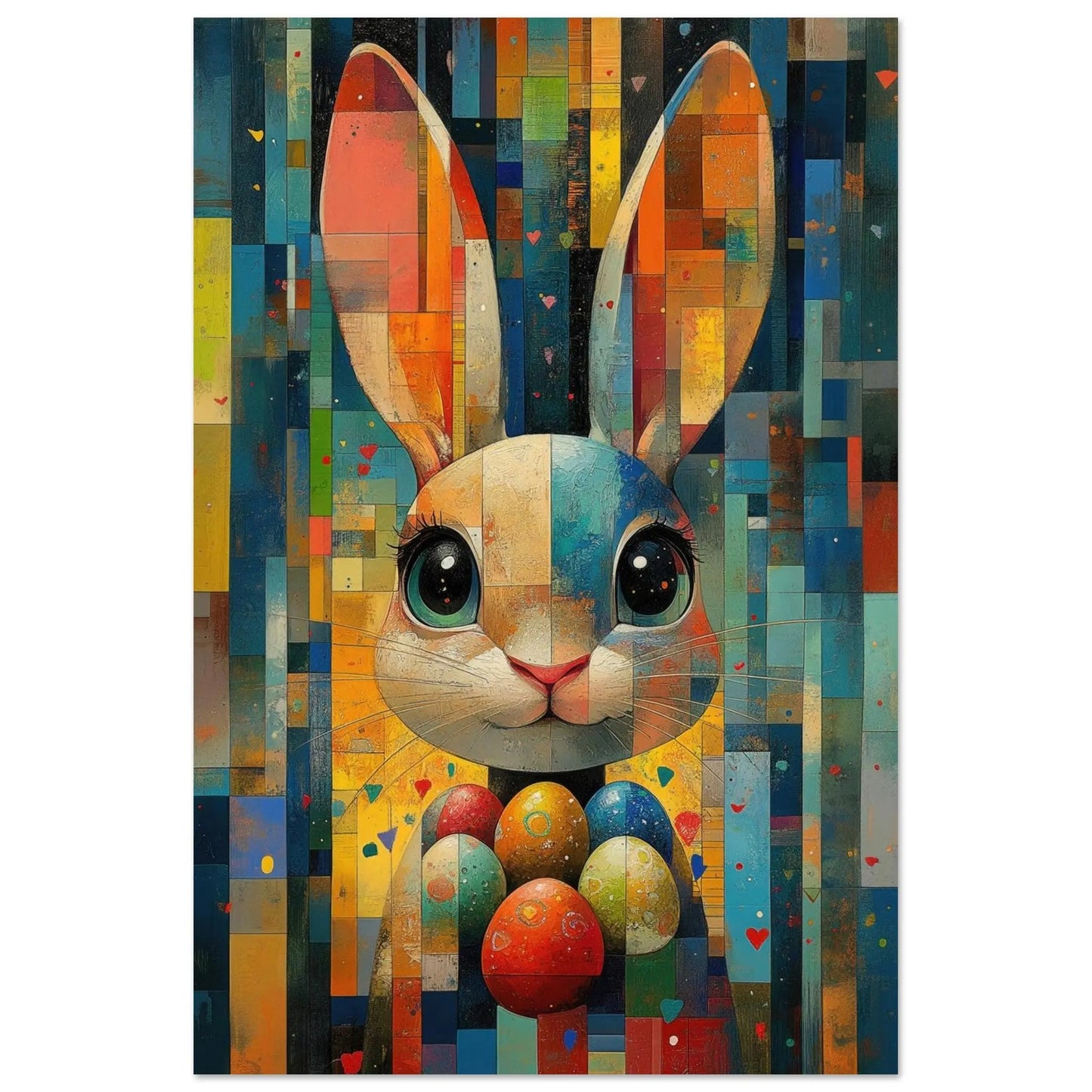 Easter artwork in Picasso abstract style printed as premium matte poster