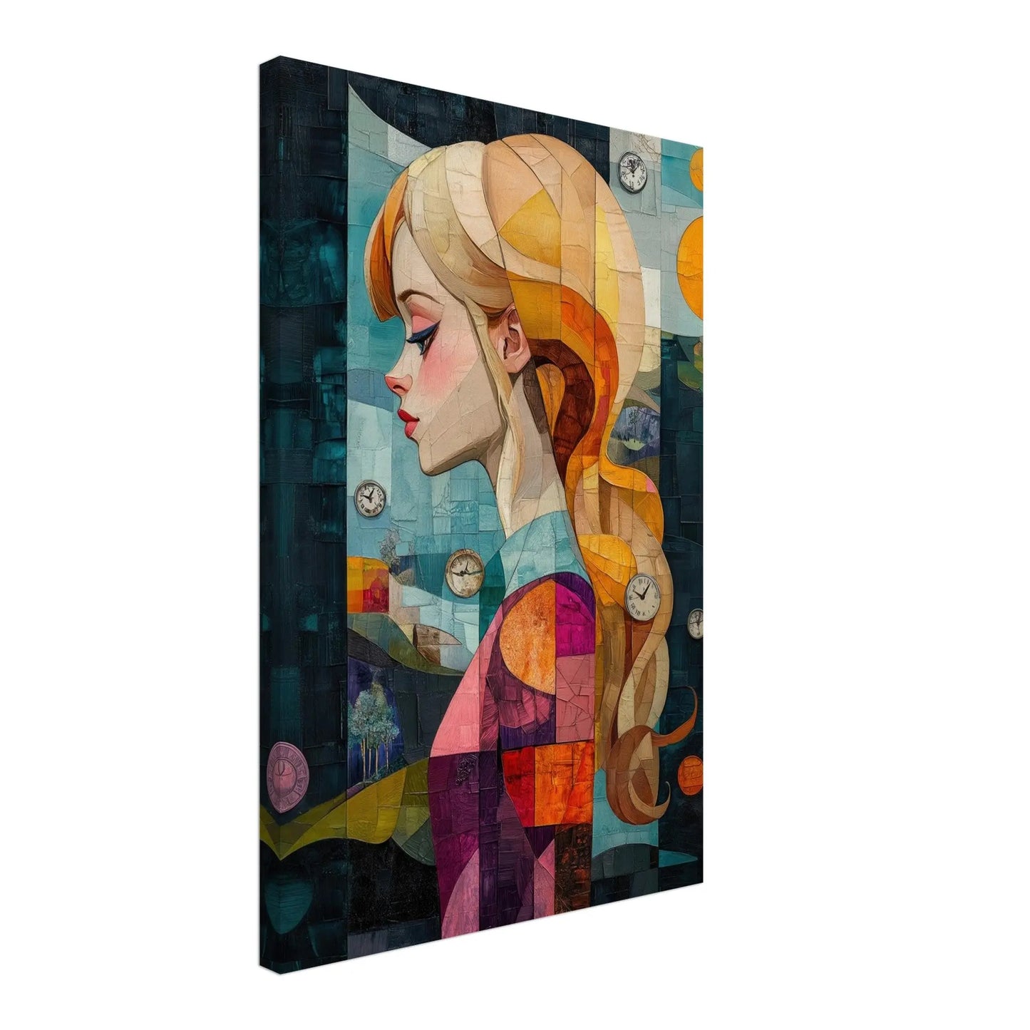 Alice in Wonderland artwork in Picasso abstract style printed on premium canvas