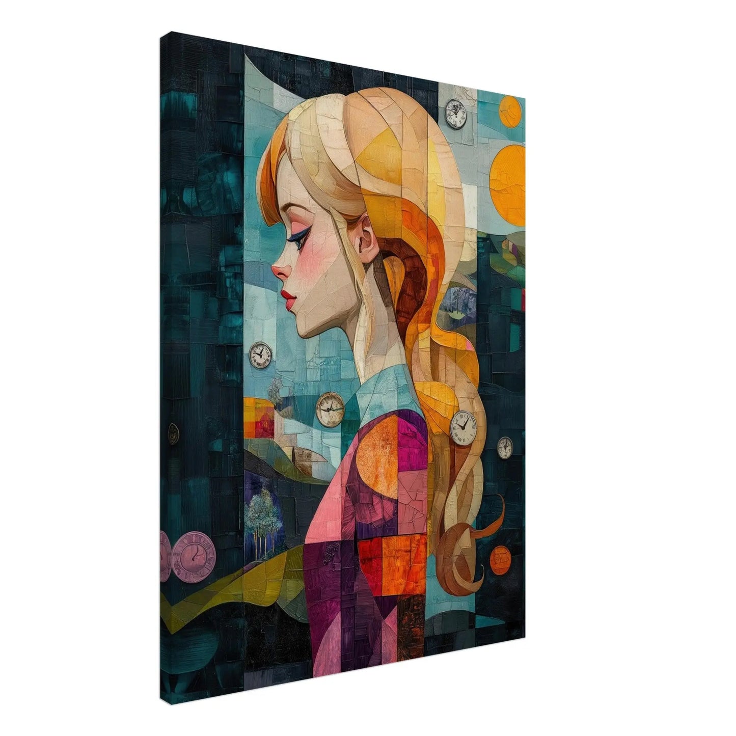 Alice in Wonderland artwork in Picasso abstract style printed on premium canvas