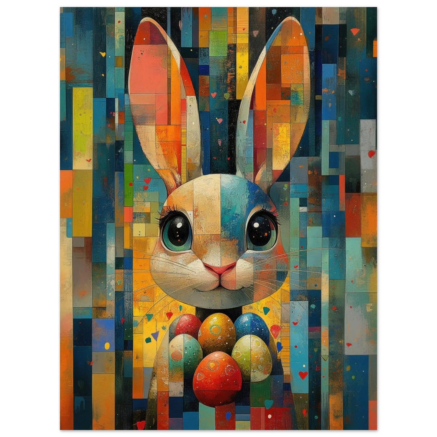 Easter artwork in Picasso abstract style printed as premium matte poster