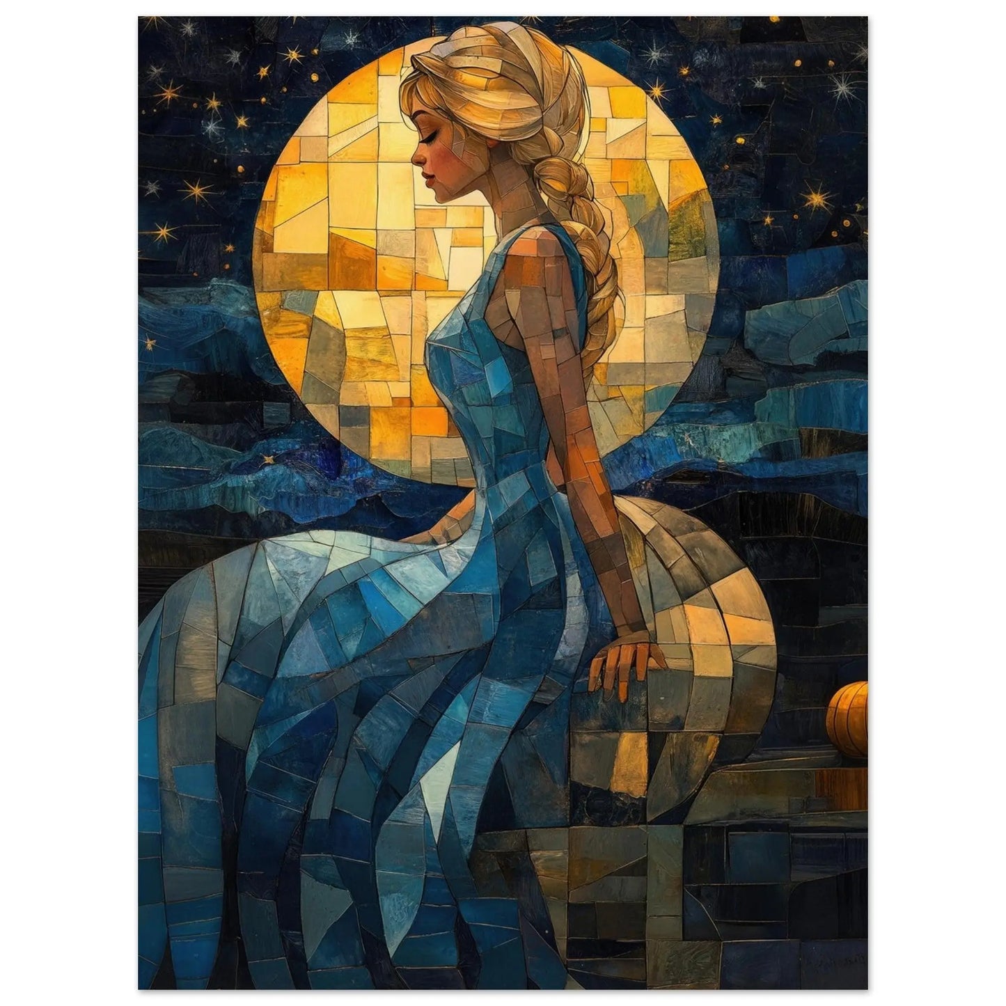 Cinderella poster in Van Gogh abstract style printed on matte paper