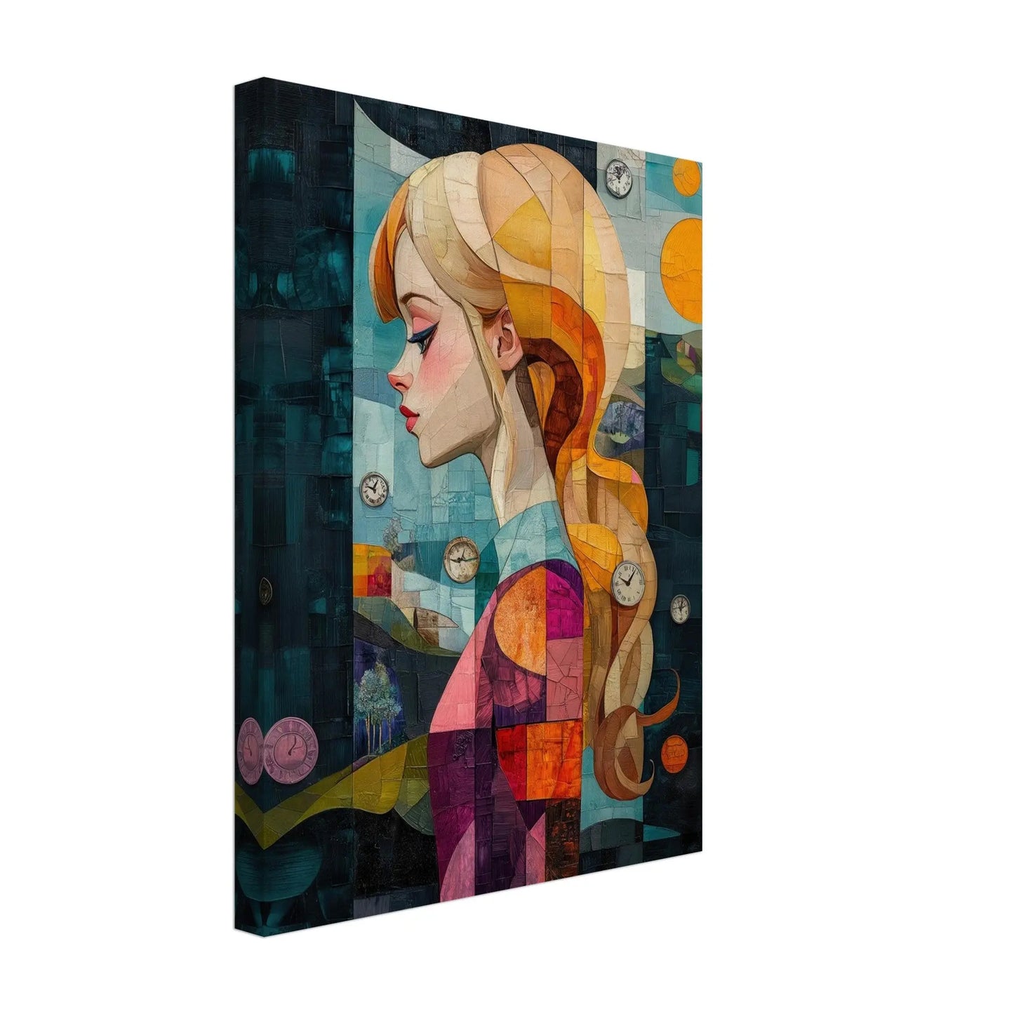 Alice in Wonderland artwork in Picasso abstract style printed on premium canvas