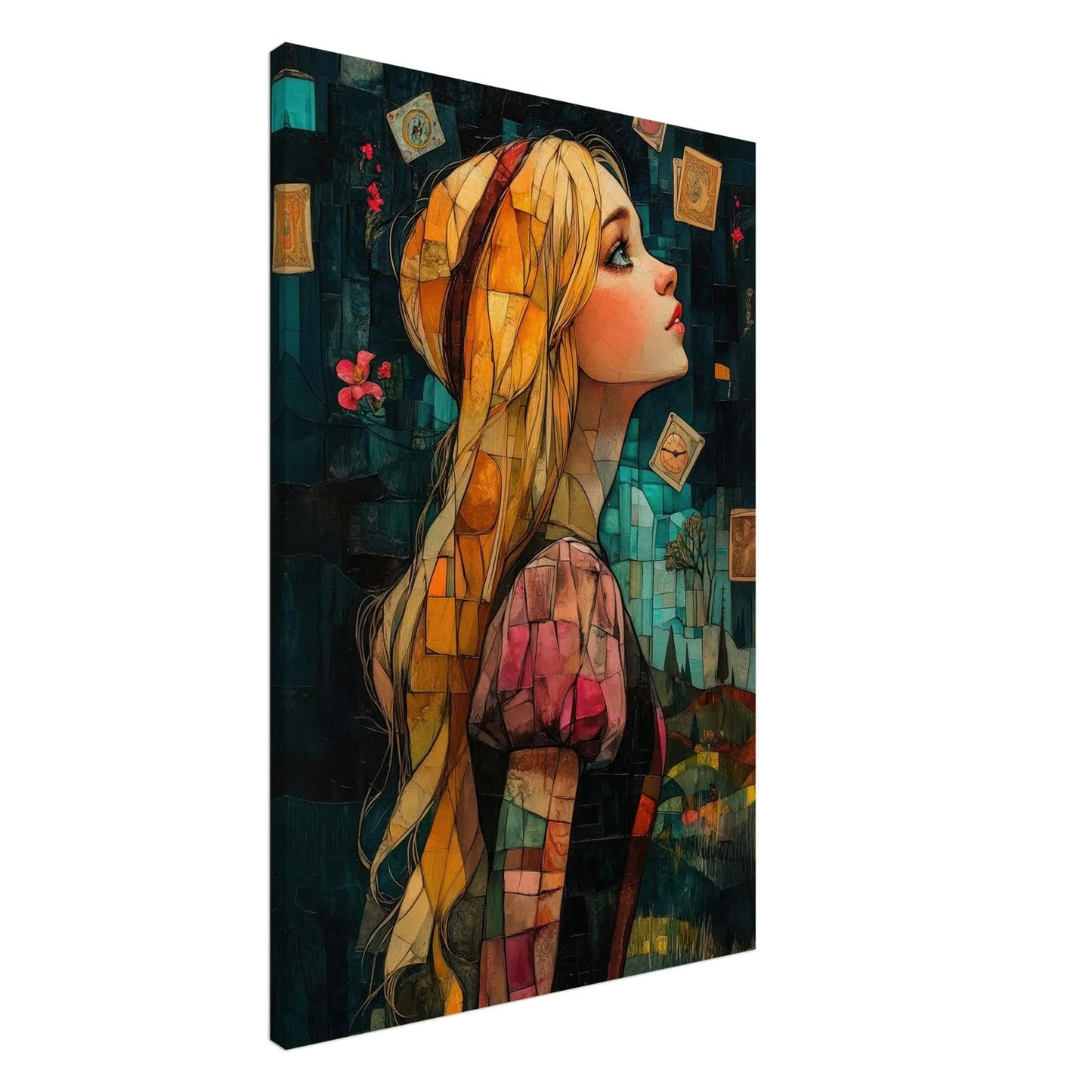Alice in Wonderland artwork in Picasso abstract style printed on premium canvas
