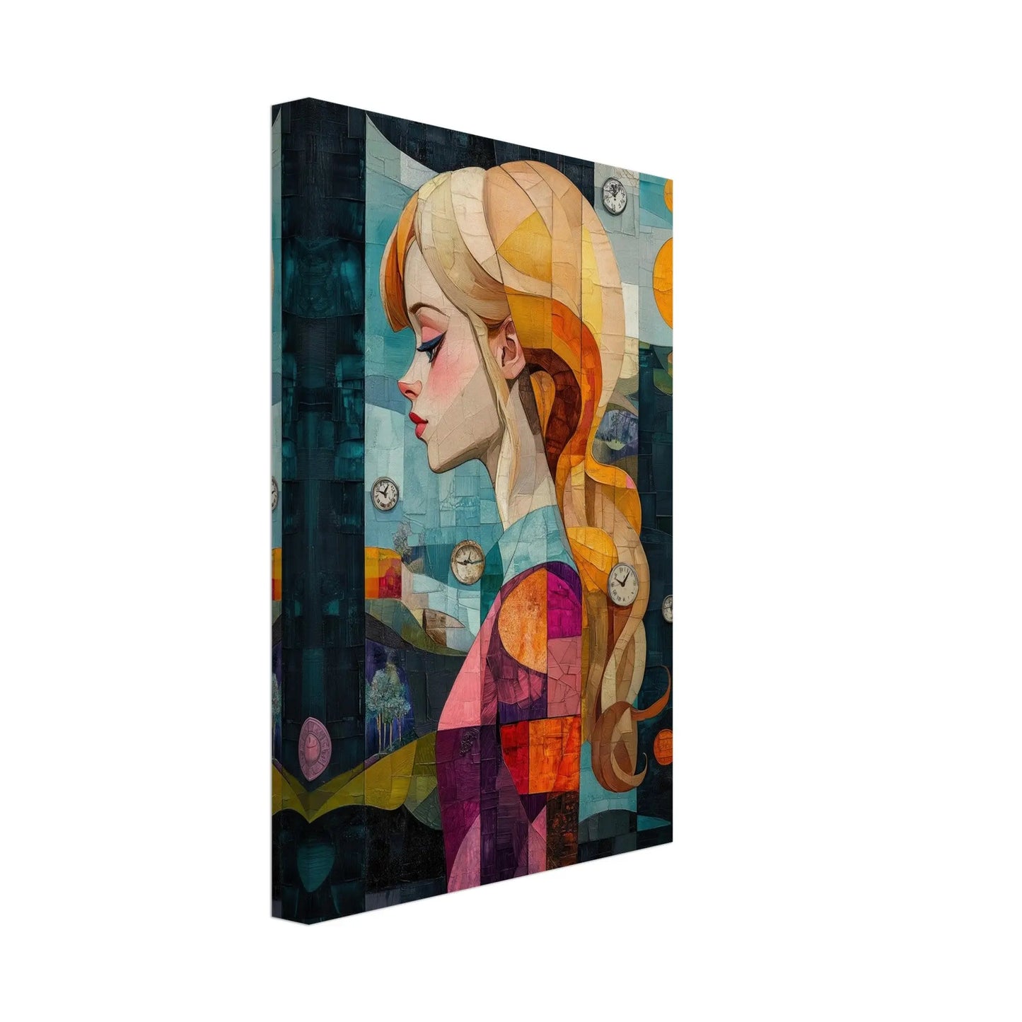 Alice in Wonderland artwork in Picasso abstract style printed on premium canvas