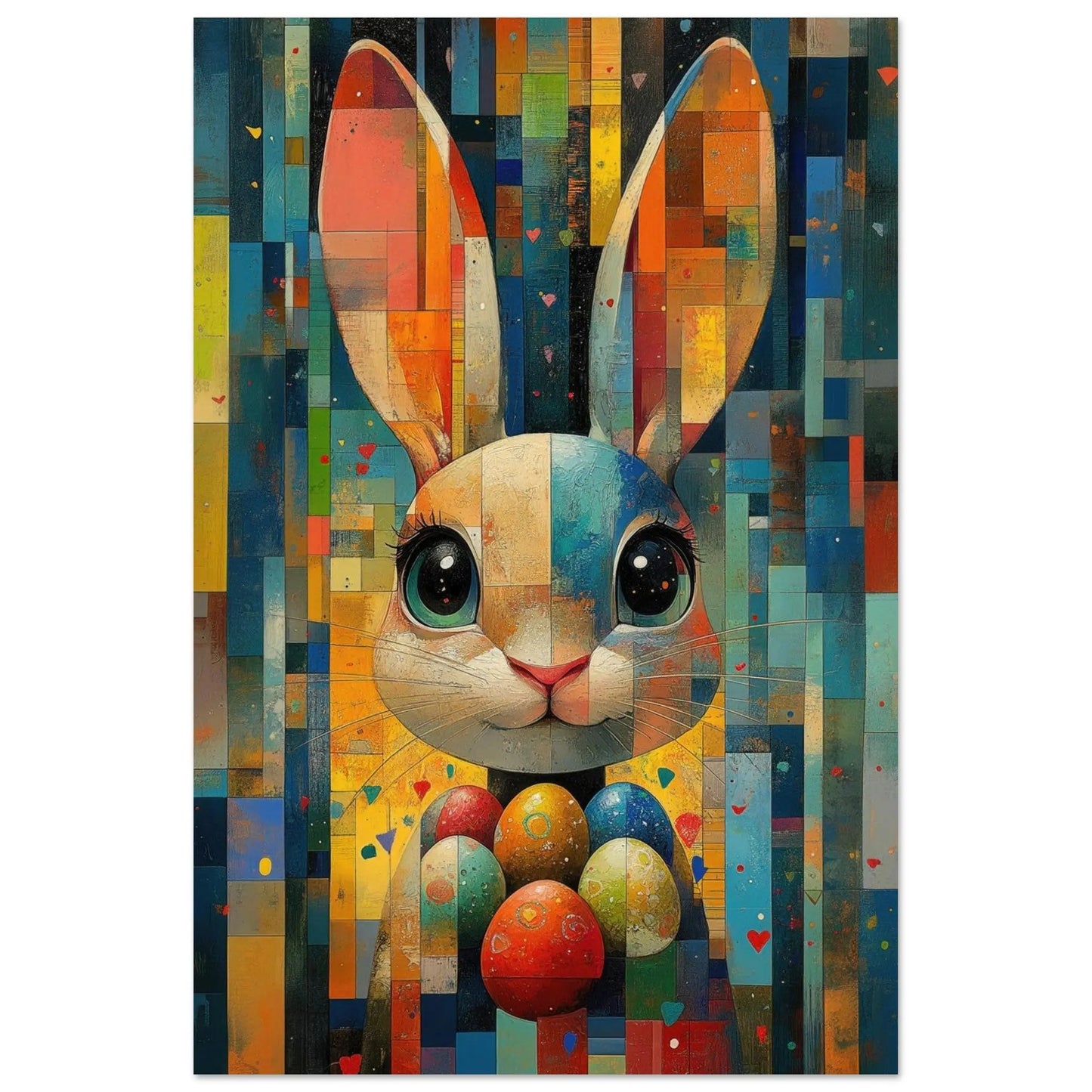 Easter artwork in Picasso abstract style printed as premium matte poster