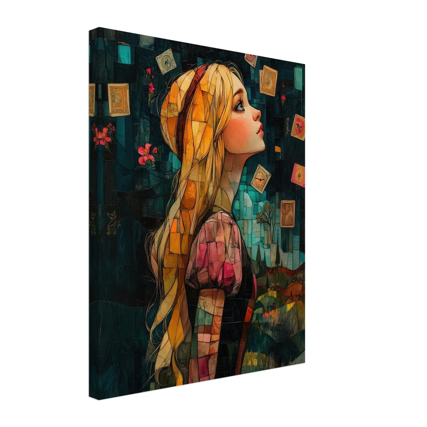 Alice in Wonderland artwork in Picasso abstract style printed on premium canvas
