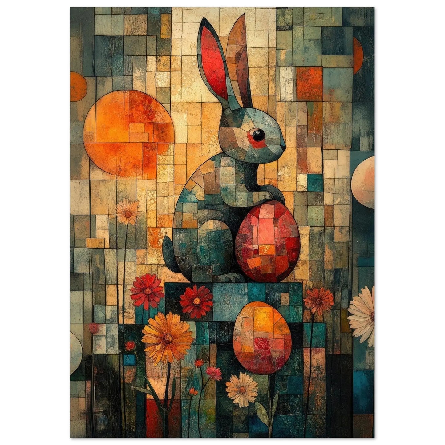 Easter artwork in Picasso abstract style printed as premium matte poster