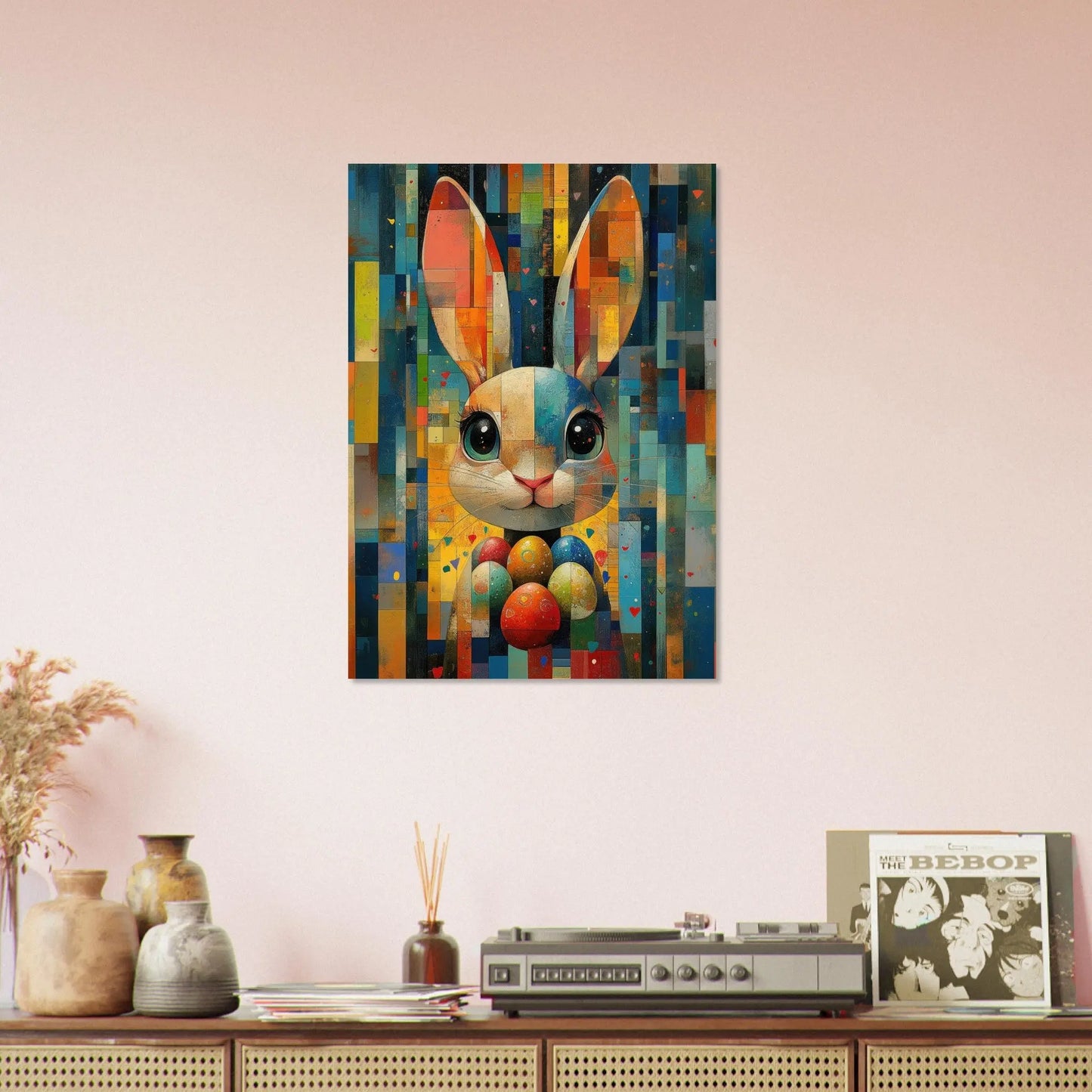 Easter artwork in Picasso abstract style printed as premium matte poster