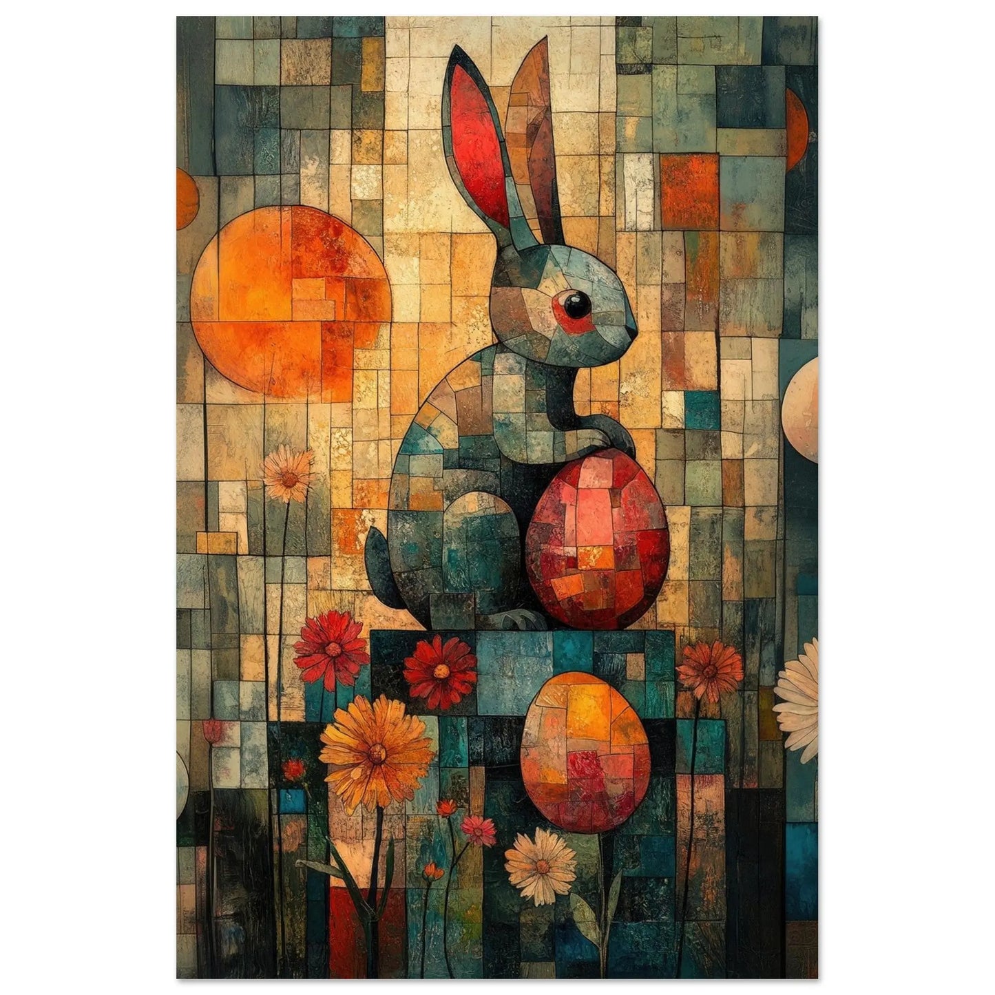 Easter artwork in Picasso abstract style printed as premium matte poster
