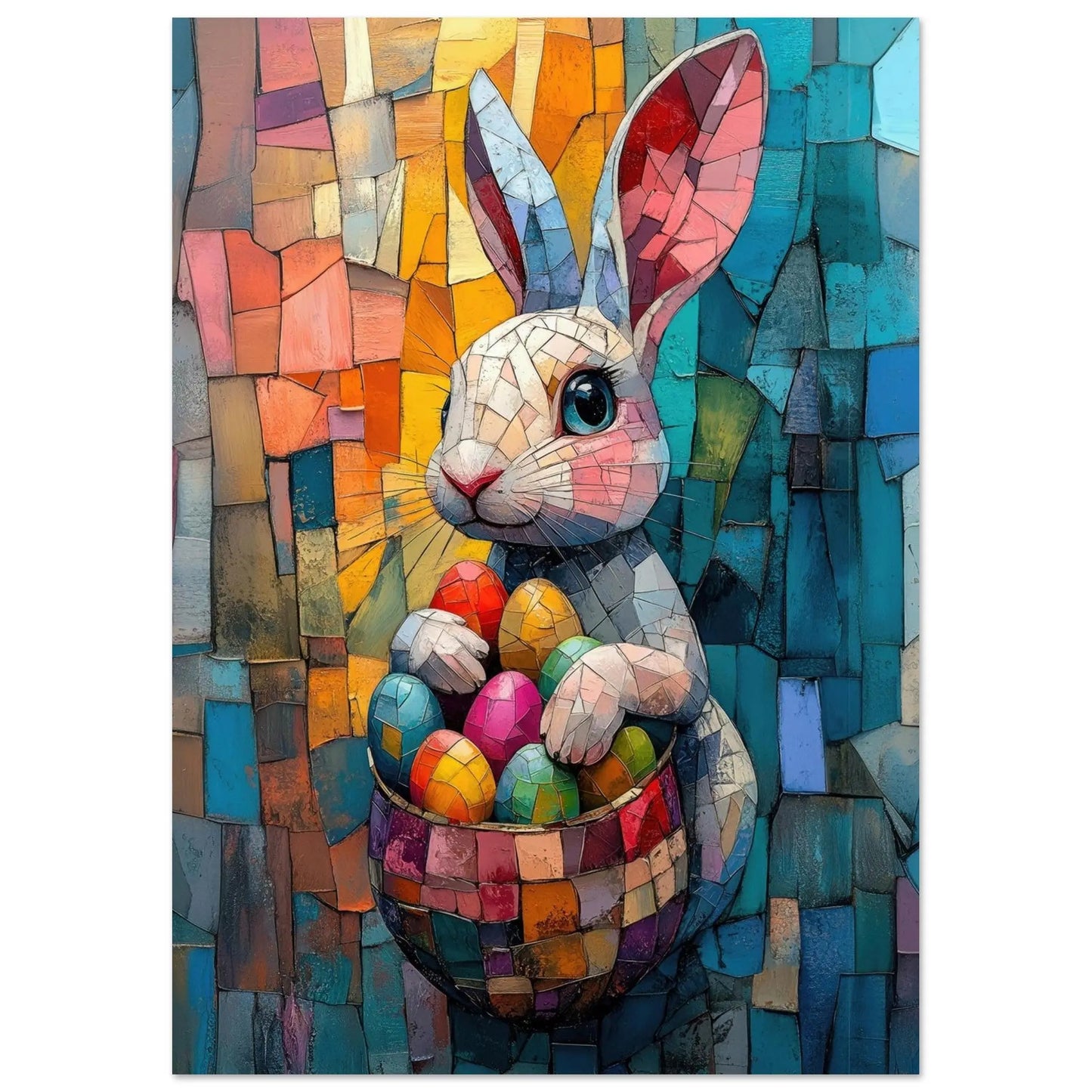Easter artwork in Picasso abstract style printed as premium matte poster