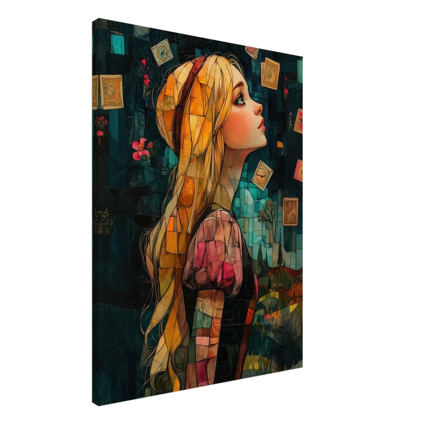 Alice in Wonderland artwork in Picasso abstract style printed on premium canvas