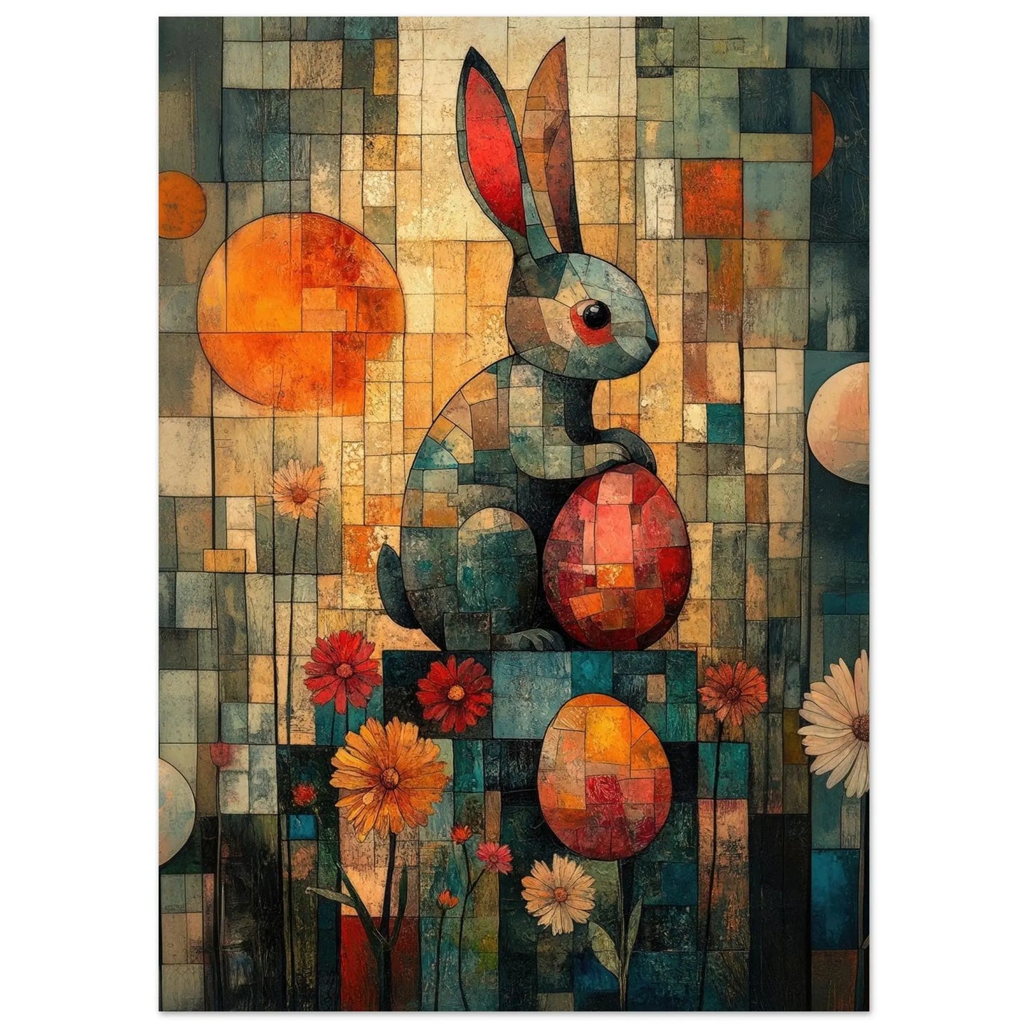 Easter artwork in Picasso abstract style printed as premium matte poster
