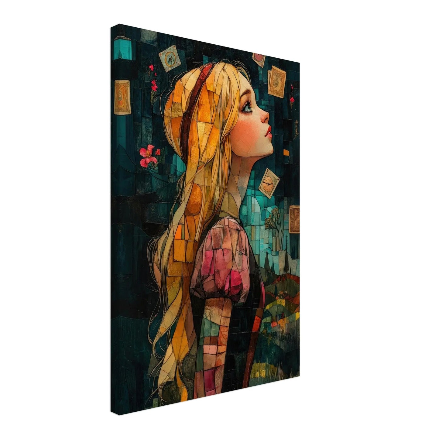 Alice in Wonderland artwork in Picasso abstract style printed on premium canvas