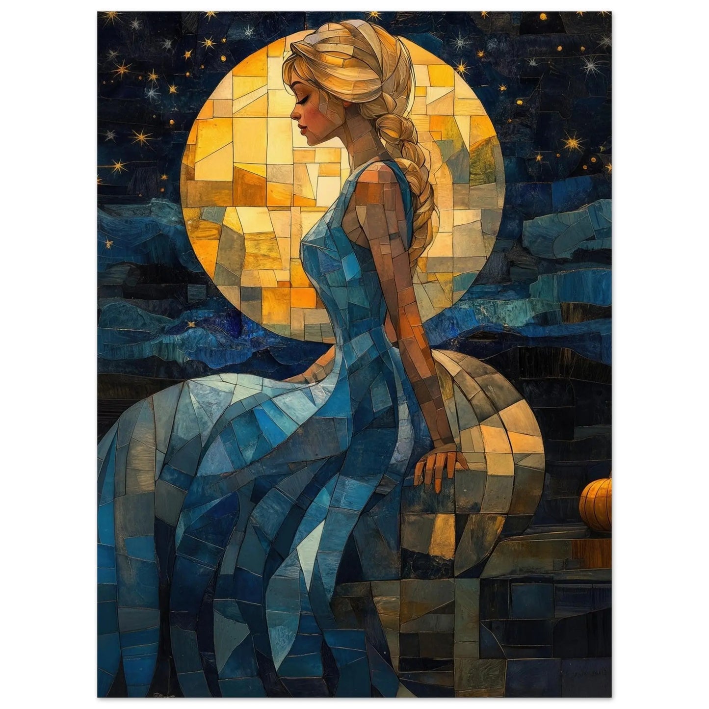 Cinderella poster in Van Gogh abstract style printed on matte paper