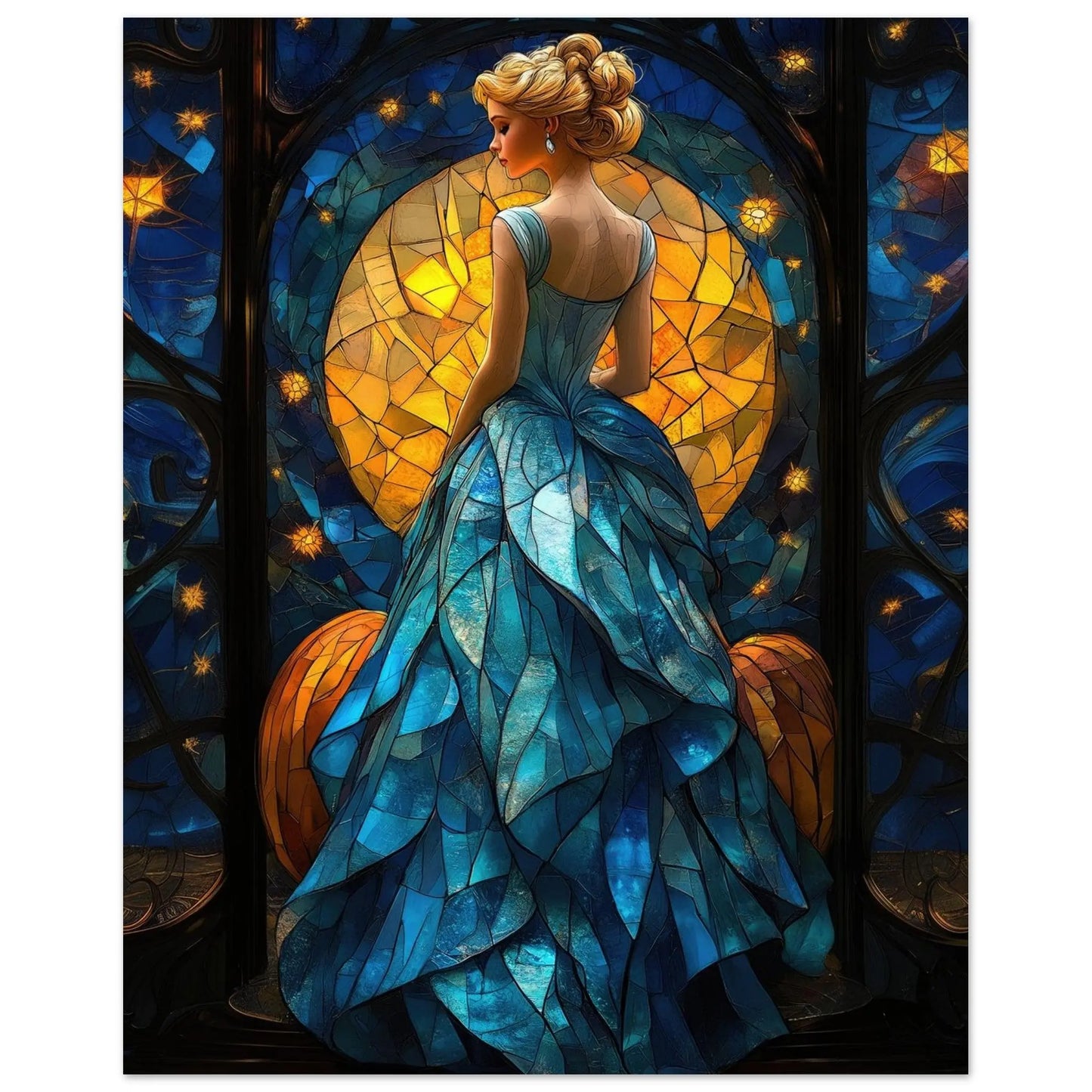 Cinderella poster in Van Gogh abstract style printed on matte paper