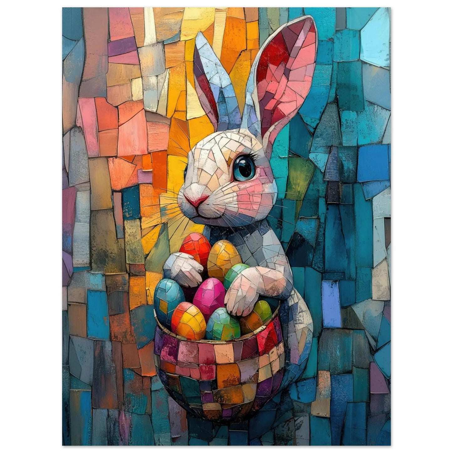 Easter artwork in Picasso abstract style printed as premium matte poster