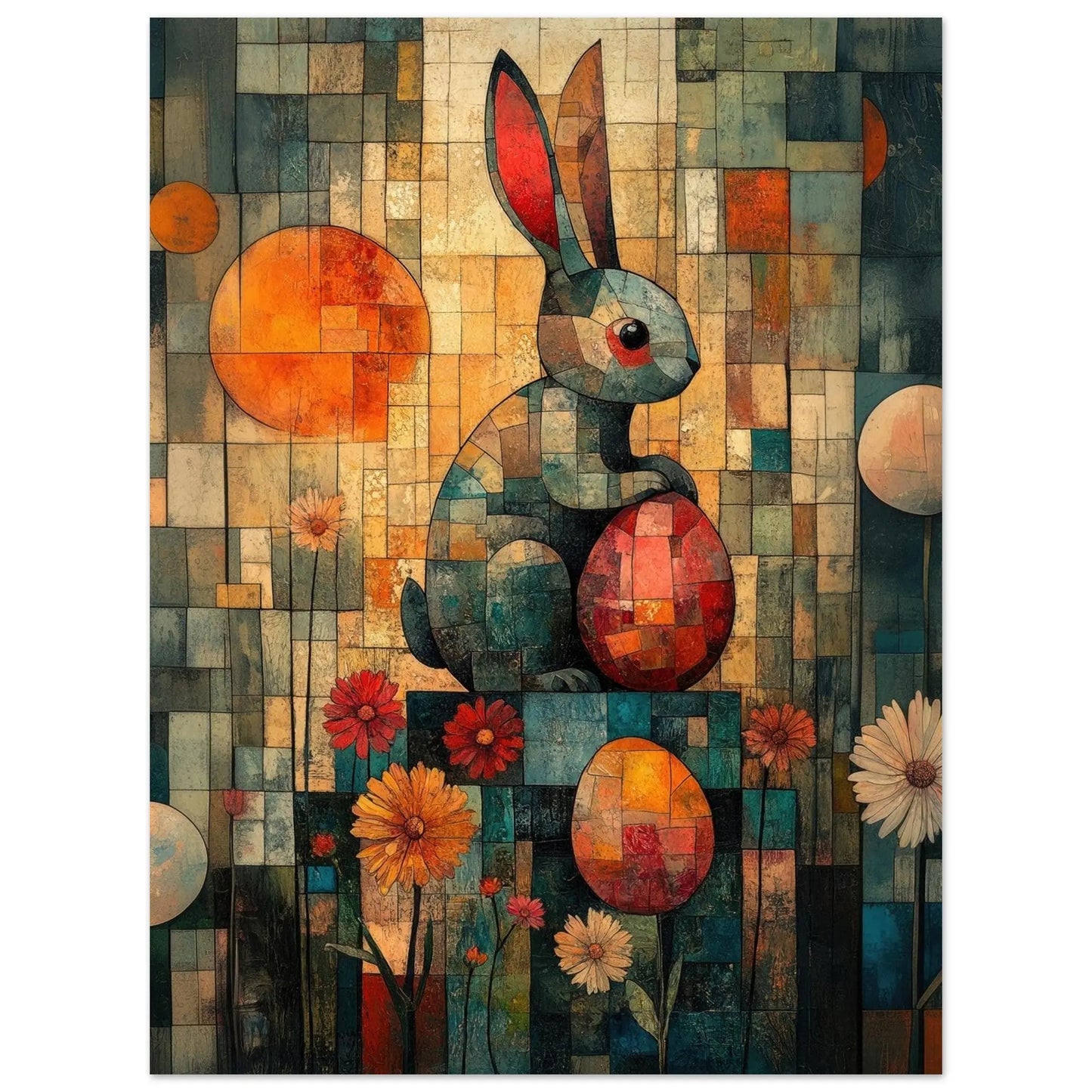 Easter artwork in Picasso abstract style printed as premium matte poster