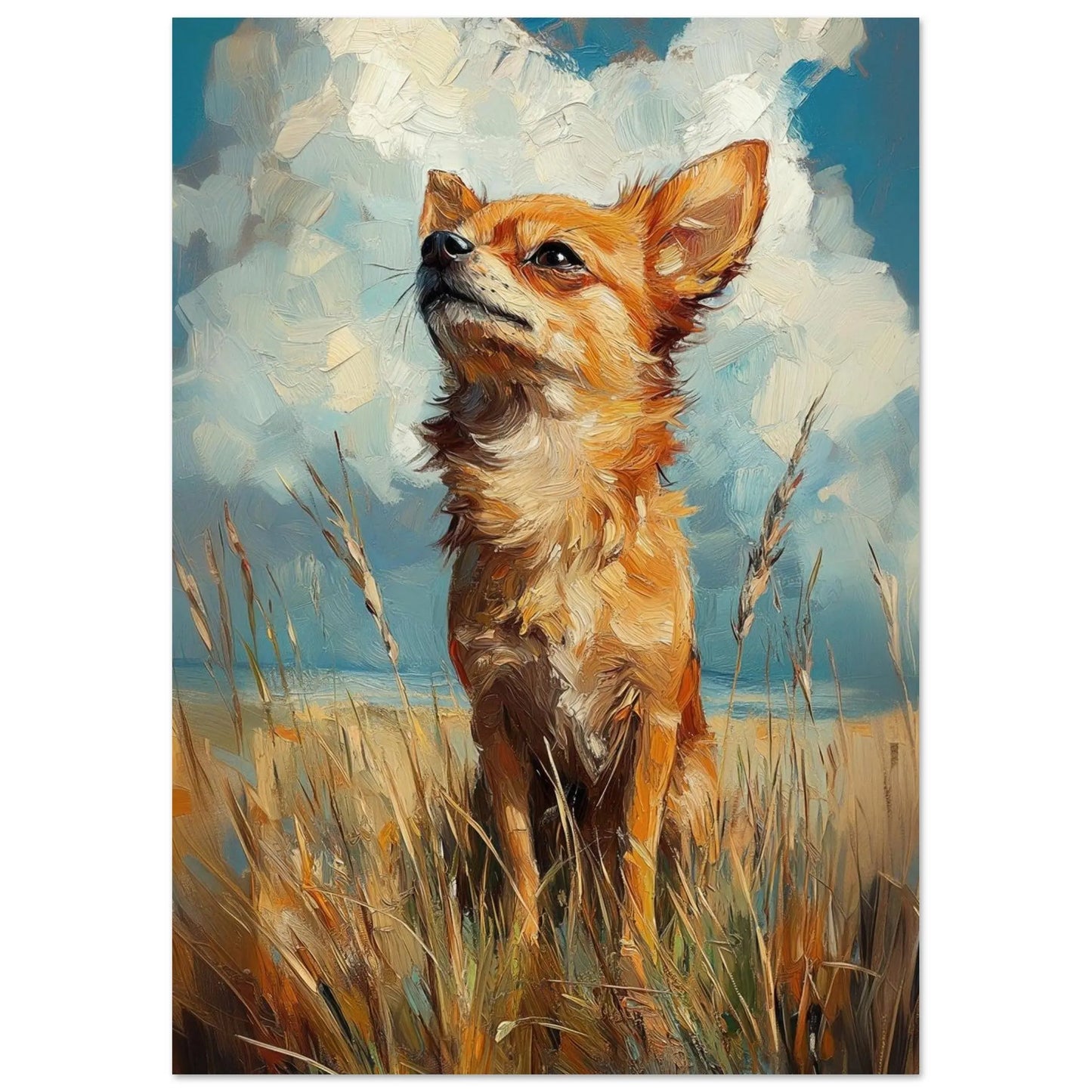 Chihuahua artwork in Monet impressionist style printed on matte poster paper