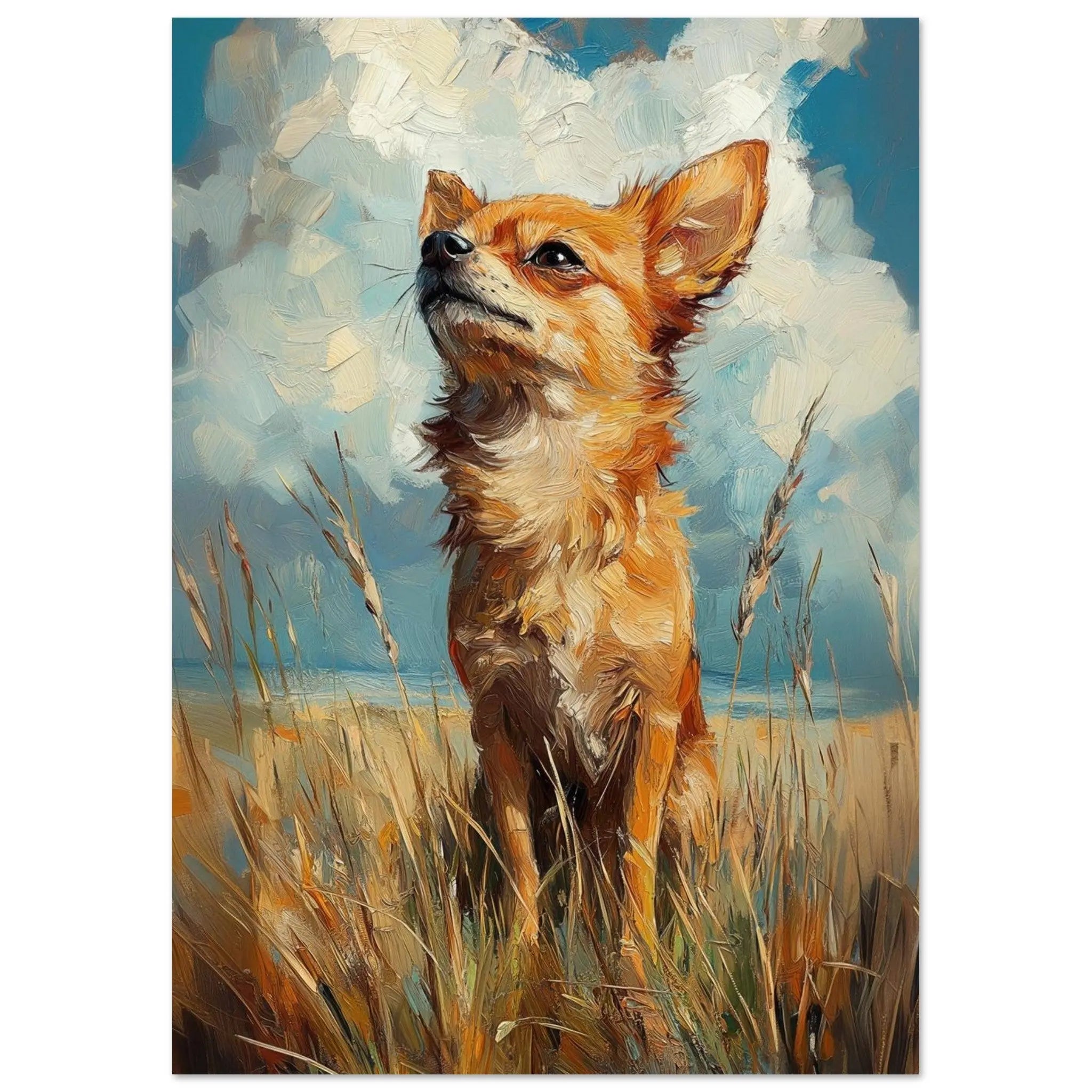 Chihuahua artwork in Monet impressionist style printed on matte poster paper