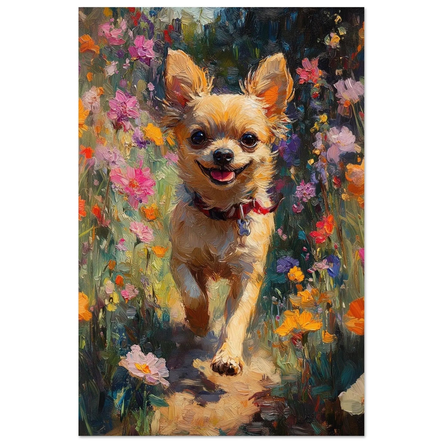 Chihuahua artwork in Monet impressionist style printed on matte poster paper