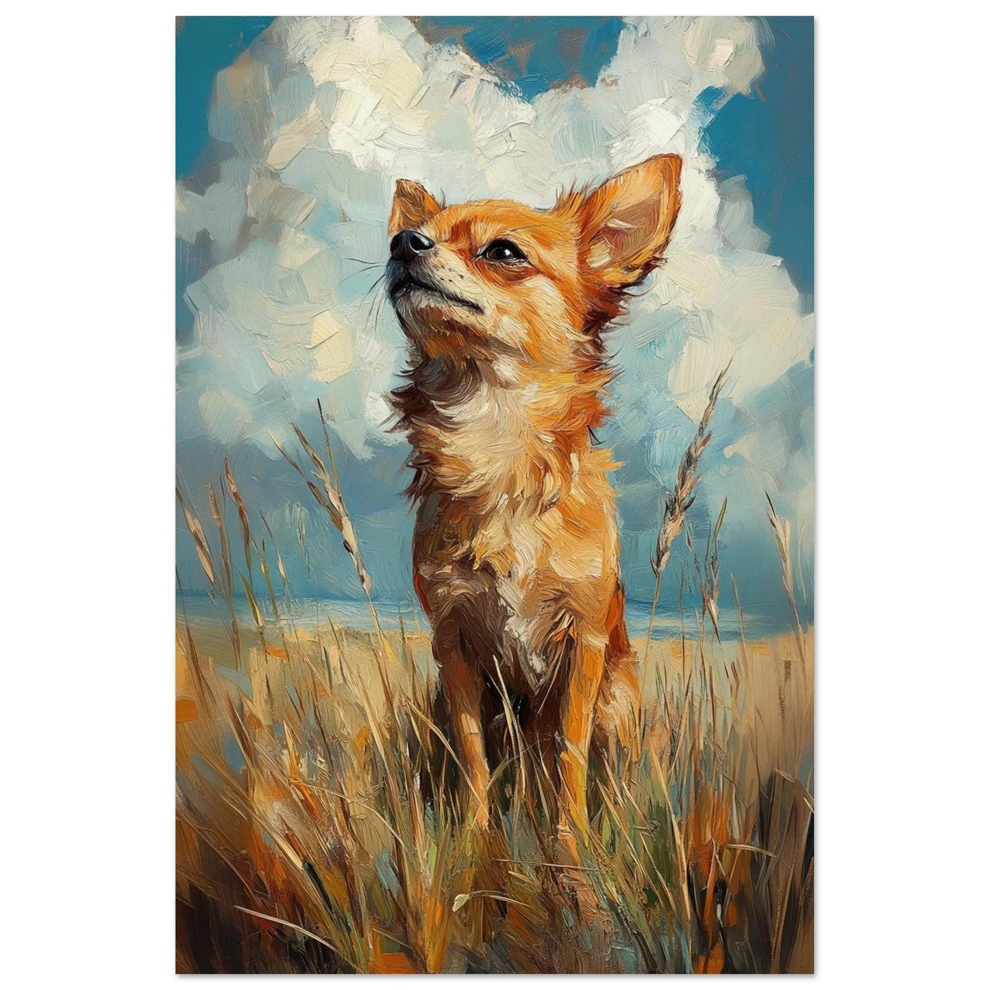 Chihuahua artwork in Monet impressionist style printed on matte poster paper