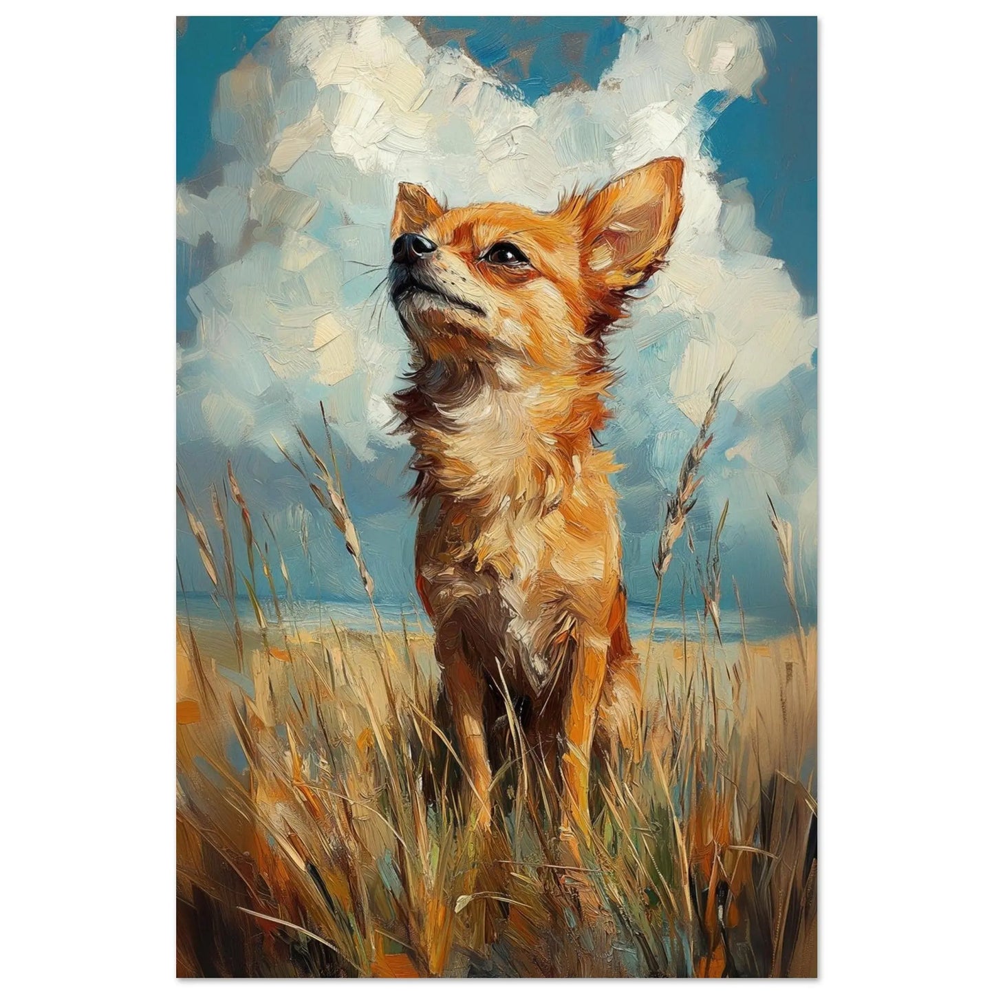 Chihuahua artwork in Monet impressionist style printed on matte poster paper