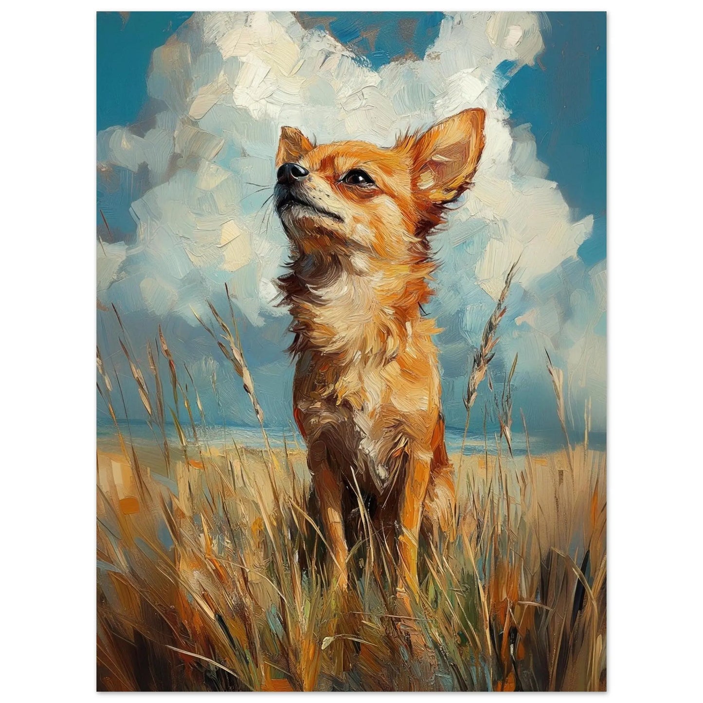 Chihuahua artwork in Monet impressionist style printed on matte poster paper