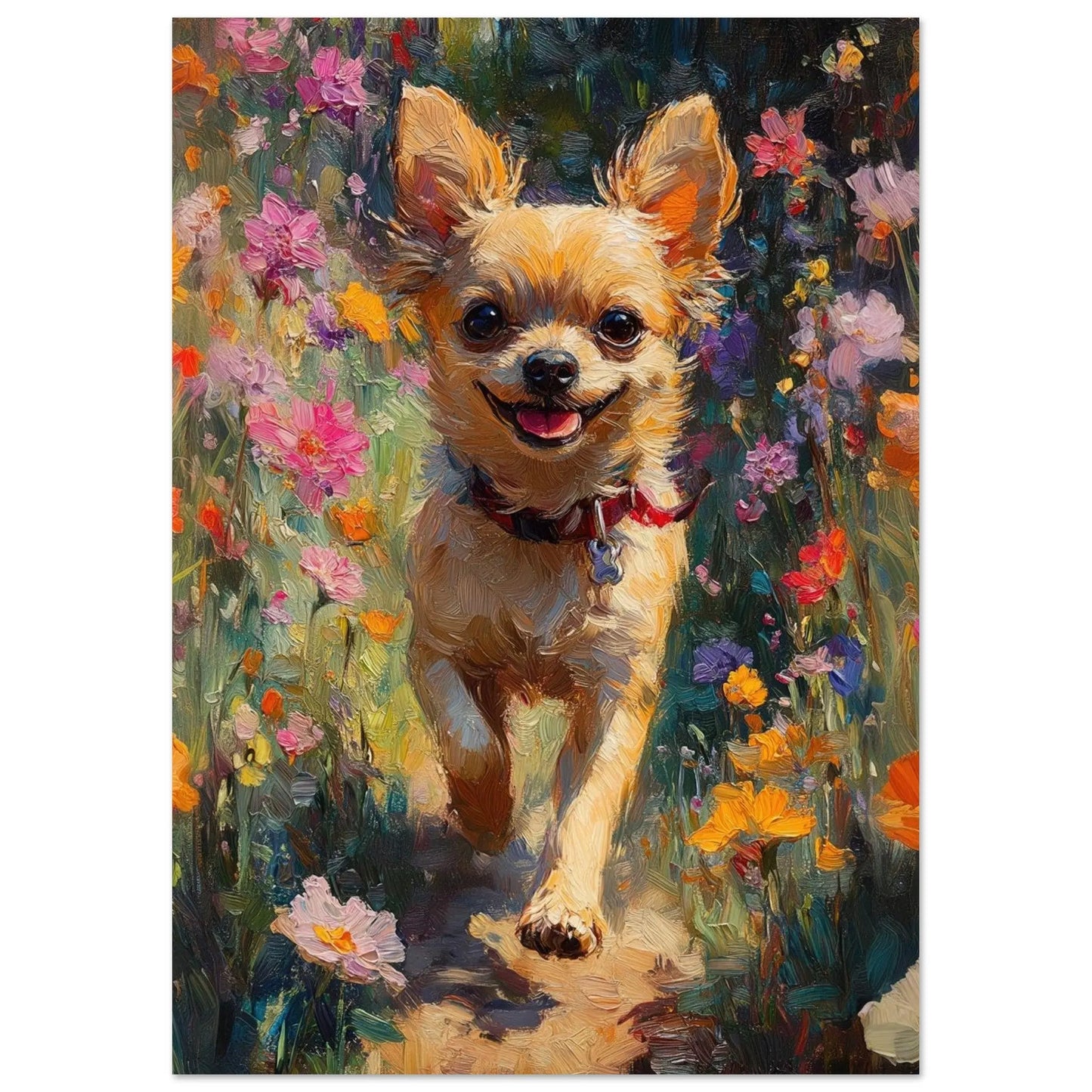 Chihuahua artwork in Monet impressionist style printed on matte poster paper