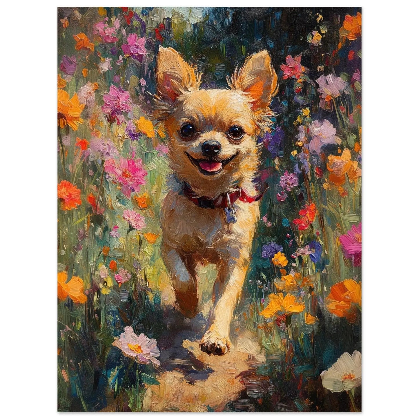 Chihuahua artwork in Monet impressionist style printed on matte poster paper