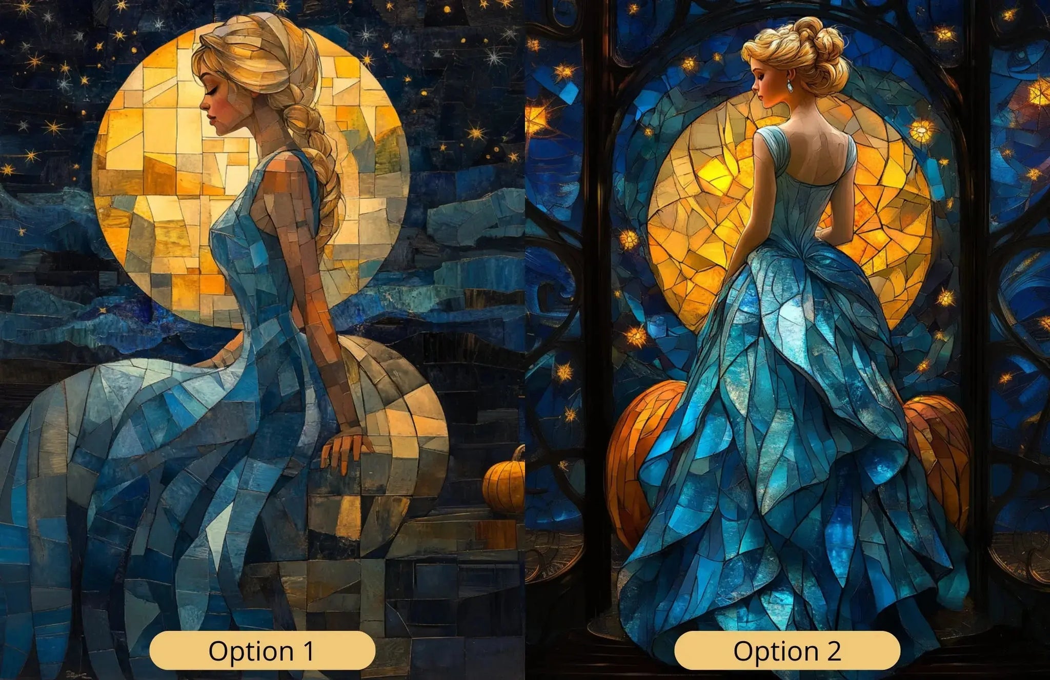 Cinderella artwork in abstract Van Gogh style printed on premium canvas