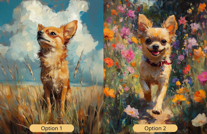 Chihuahua artwork in Monet impressionist style printed on matte poster paper