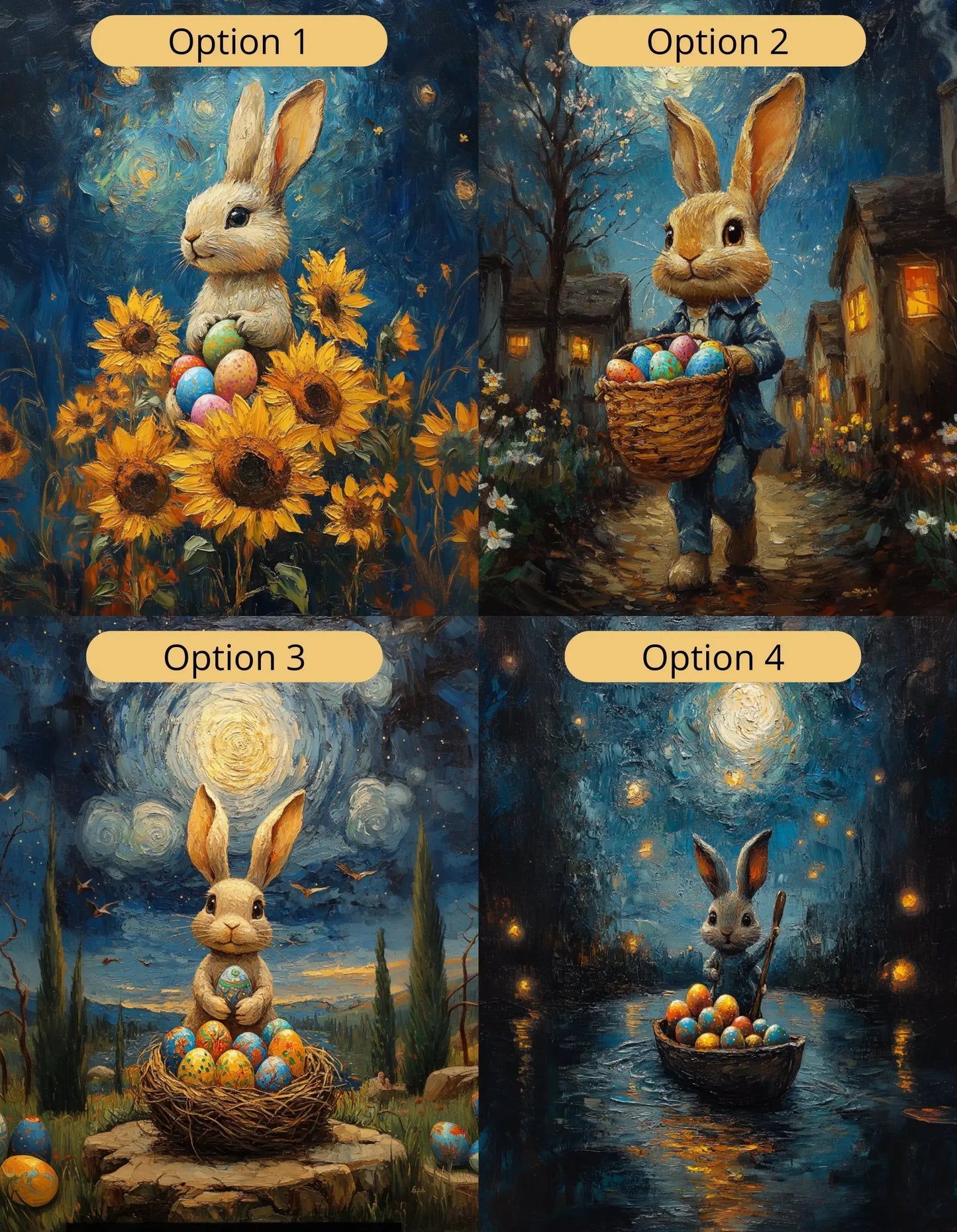 Easter artwork in Van Gogh expressive style printed on canvas