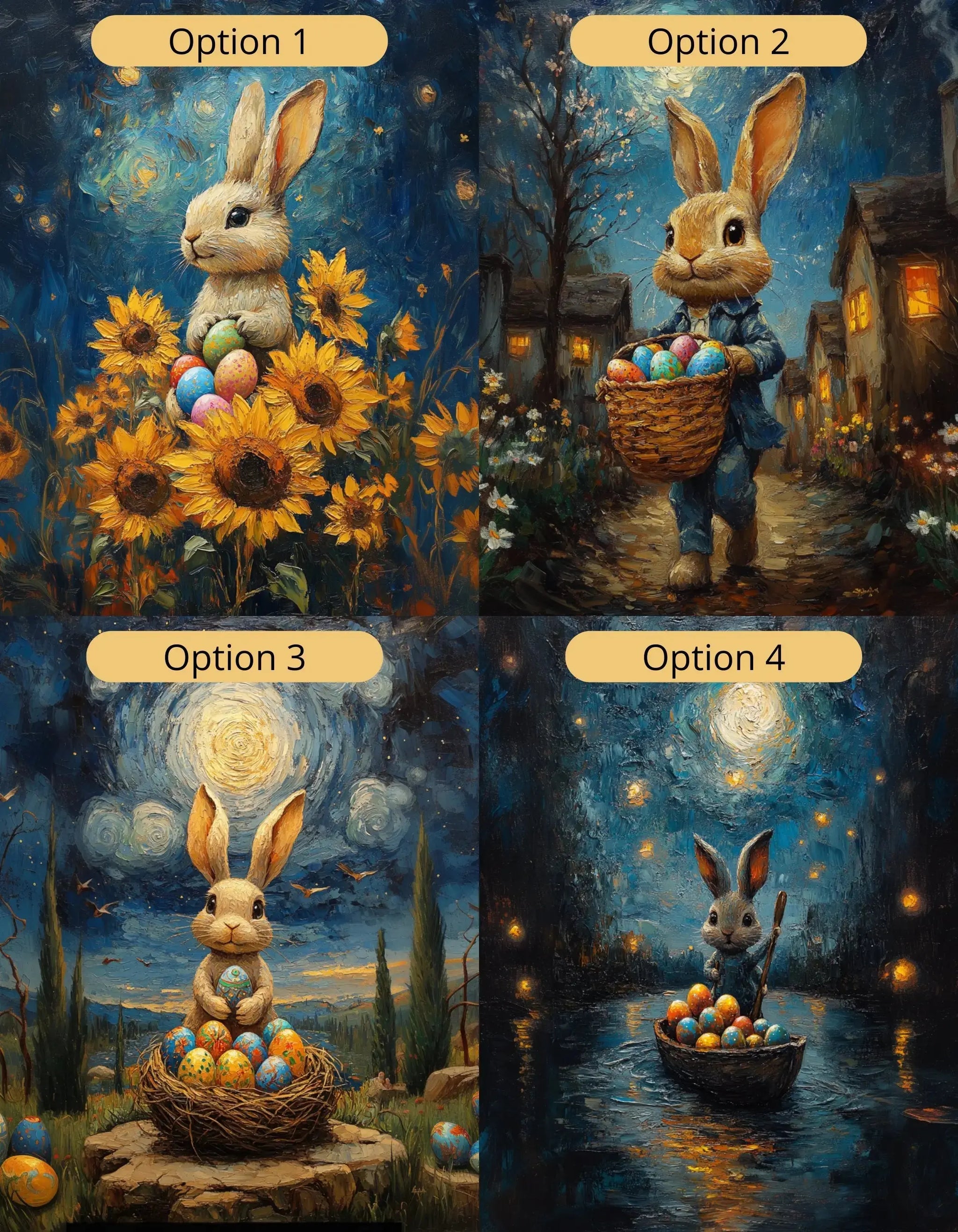Easter artwork in Van Gogh expressive style printed on canvas