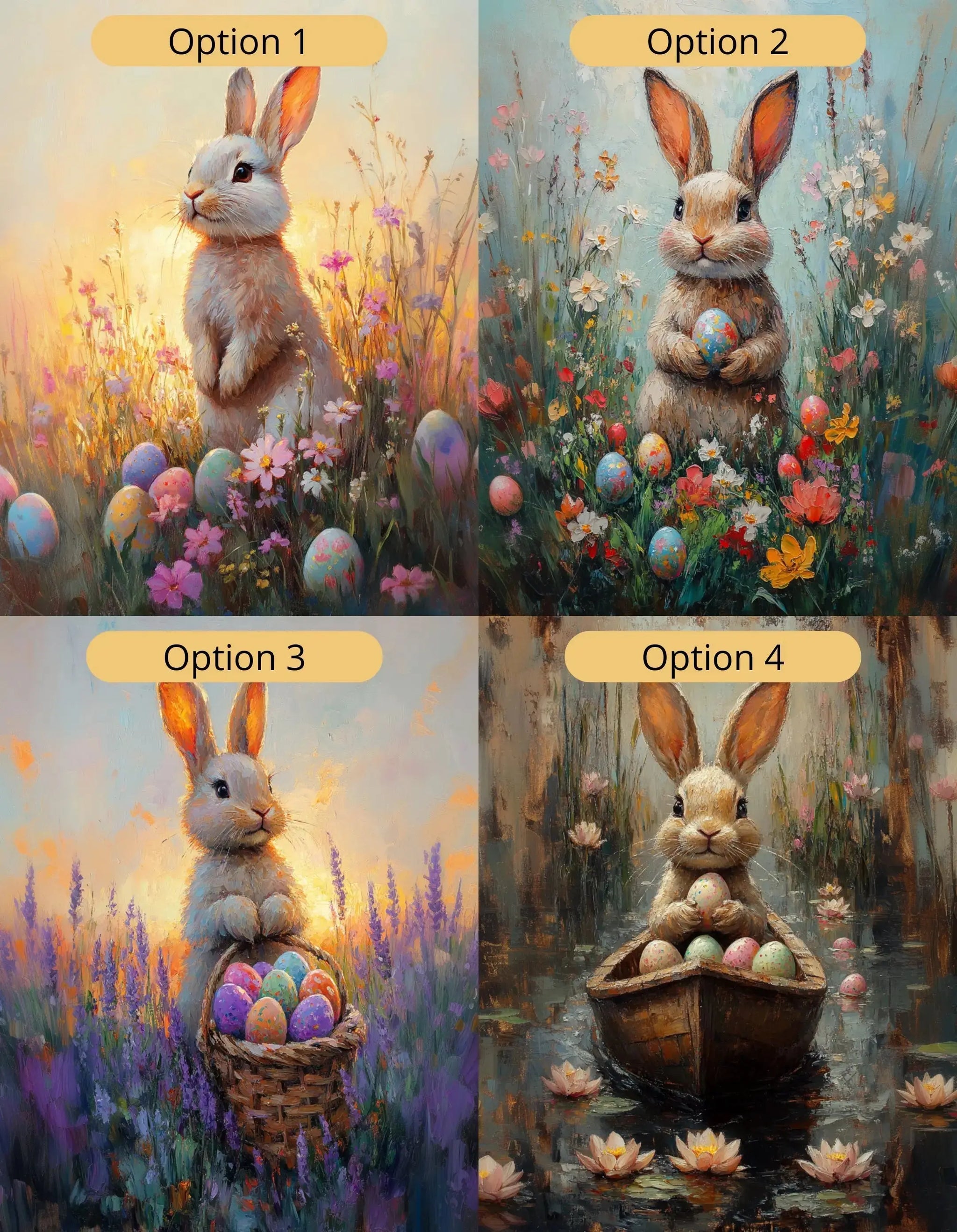 Easter artwork in Monet impressionist style printed on premium matte poster